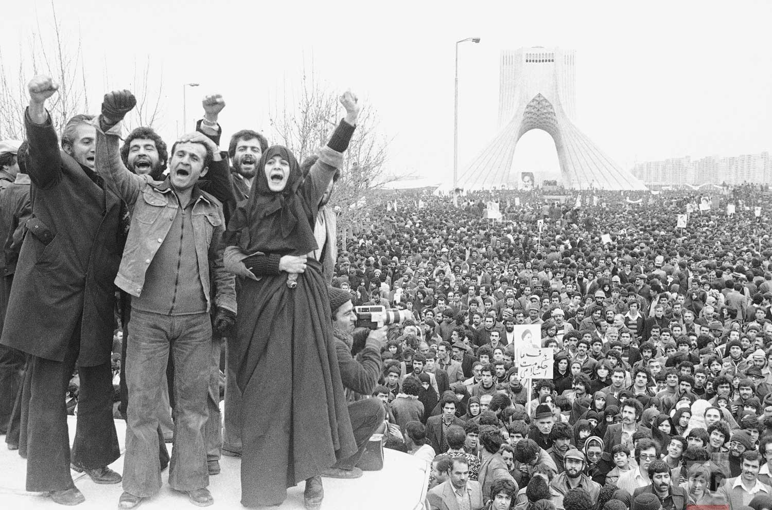  In this Jan. 19, 1979 photo, more than a million supporters of an Islamic Republic assembled around the Shayad monument, in Tehran, Iran.  (AP Photo/Aristotle Saris) 