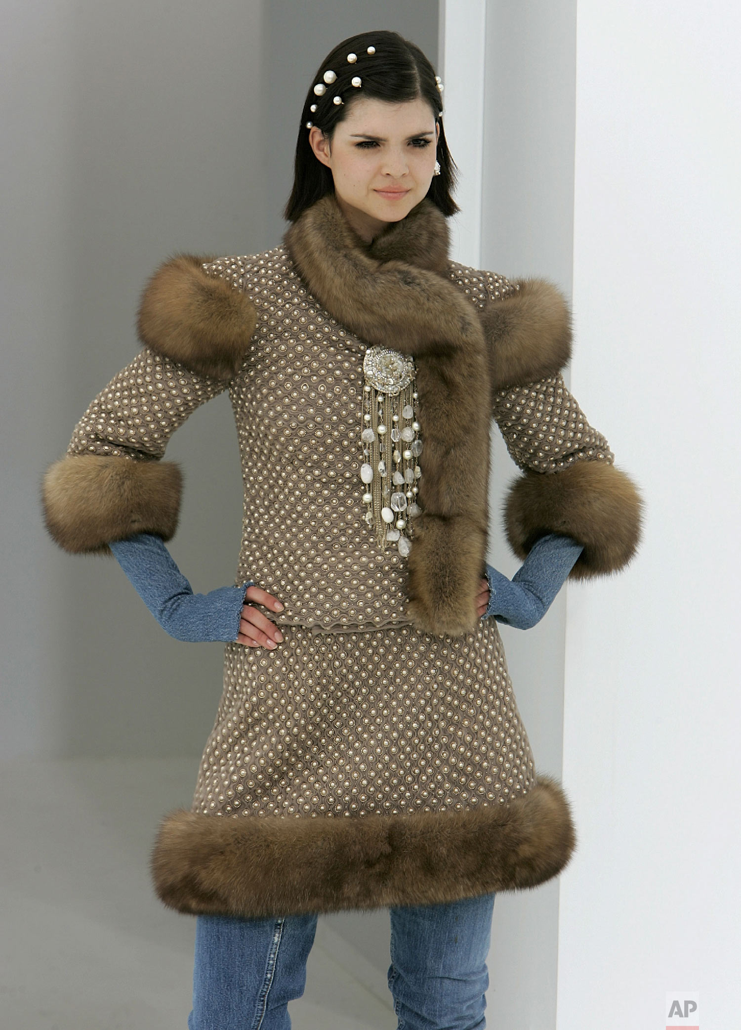 A model presents a creation by Lagerfeld in Paris, July 6, 2006. (AP Photo/Michel Euler)