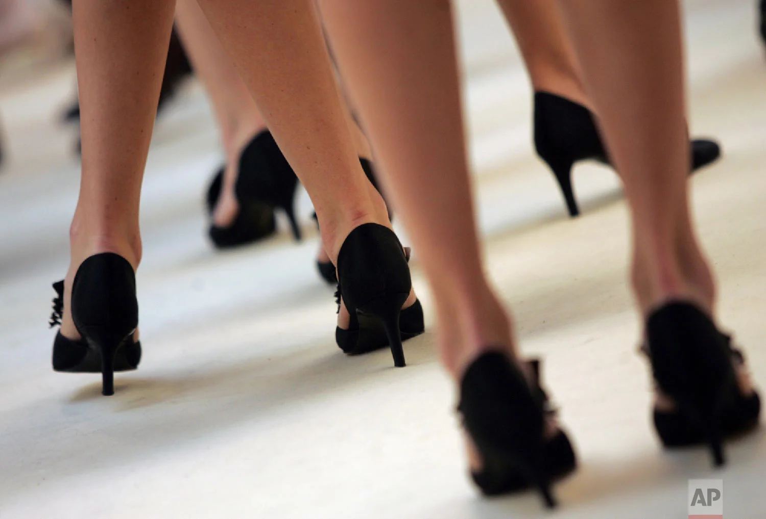 Close up on model's shoes backstage before Chanel's spring-summer 2005 haute couture fashion collection designed by German fashion designer Karl Lagerfeld, presented in Paris, Jan. 25, 2005 in Paris. (AP Photo/Jerome Delay)