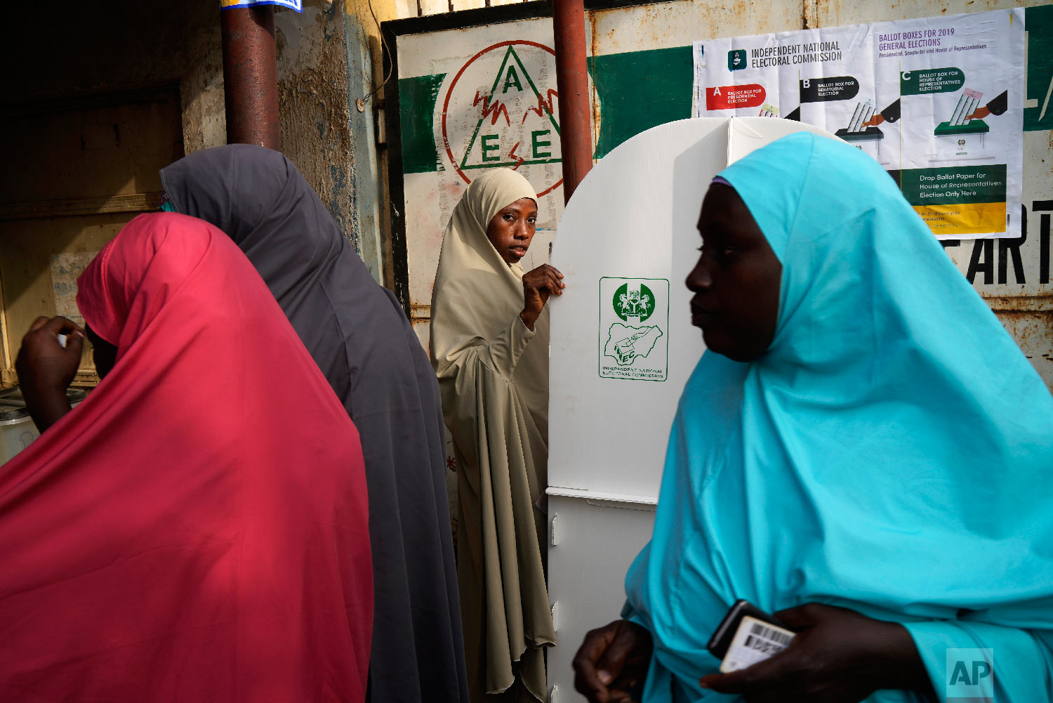 Nigerian women vote in Kaduna, Nigeria, Feb. 23, 2019. (AP Photo/Jerome Delay)