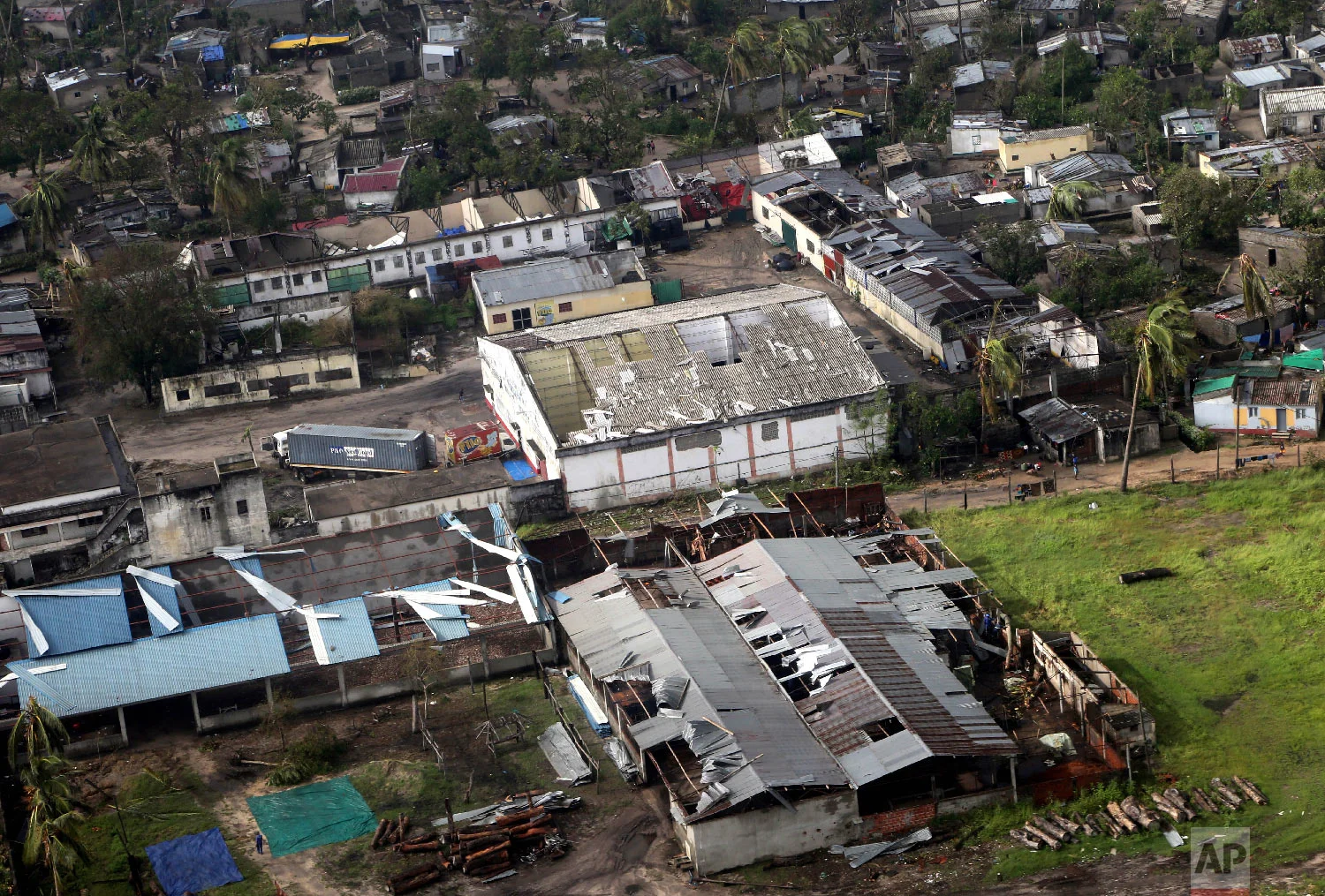 An aerial view part of damaged city in Beira, Thursday, March 21, 2019. (AP Photo/Themba Hadebe)
