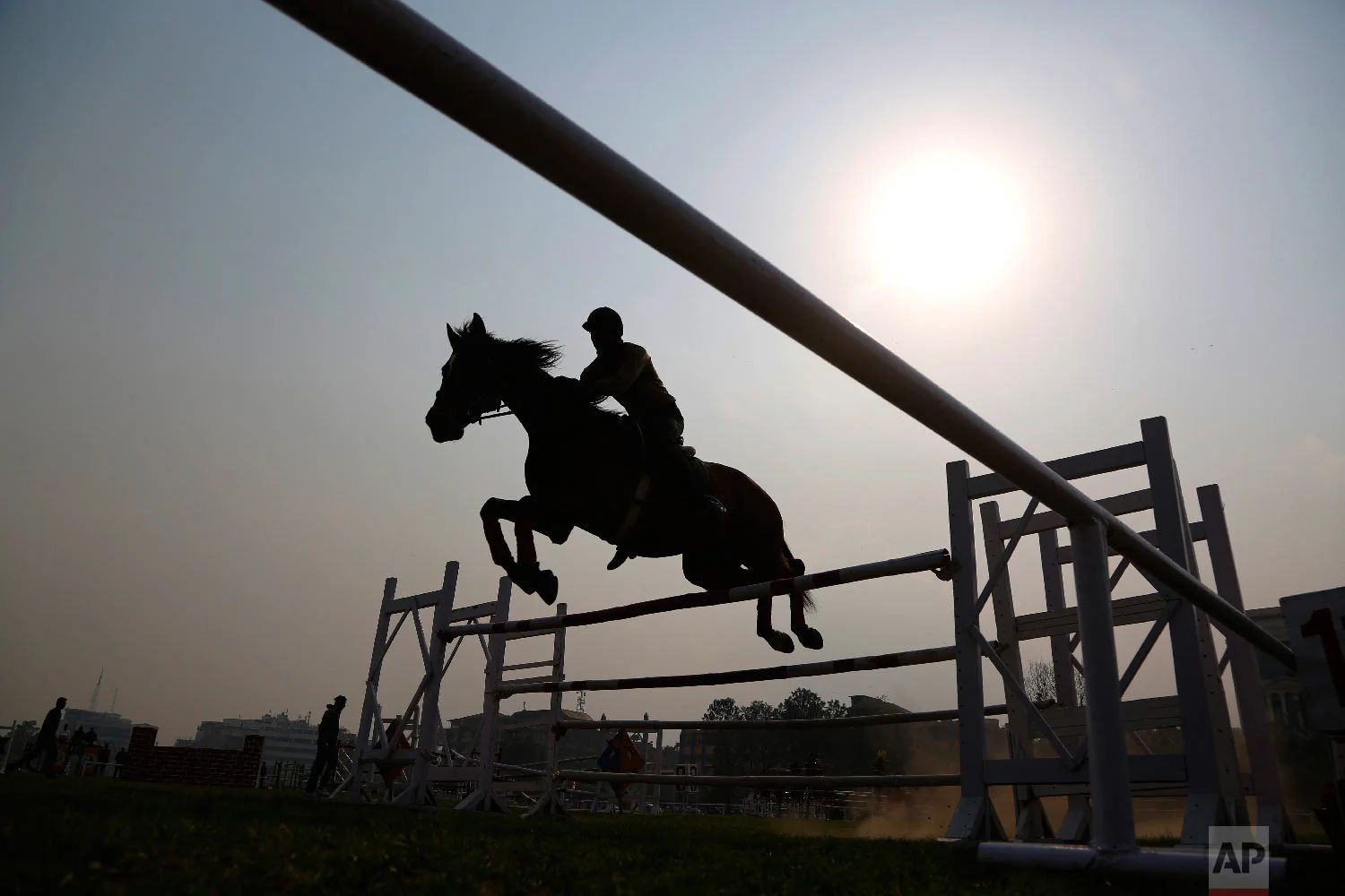 A Nepalese Cavalry soldier rehearses for the Ghode Jatra festival on March 24, 2019, in Kathmandu, Nepal. (AP Photo/Niranjan Shrestha)