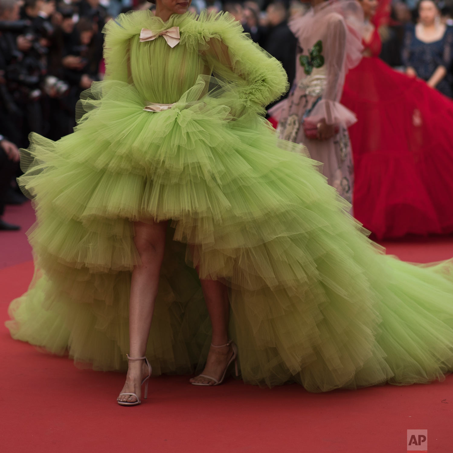 Actress Deepika Padukon walks on the carpet upon arrival at the premiere of the film 'Pain and Glory' at the 72nd international film festival, Cannes, southern France, May 17, 2019. (AP Photo/Petros Giannakouris)