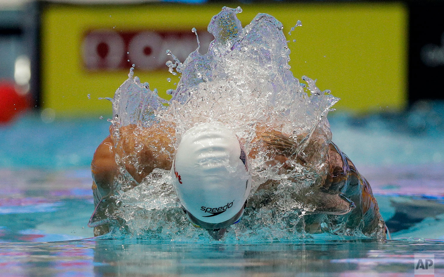 United States' Caeleb Dressel swims in his heat of the men's 100m butterfly at the World Swimming Championships in Gwangju, South Korea, Friday, July 26, 2019. (AP Photo/Mark Schiefelbein)