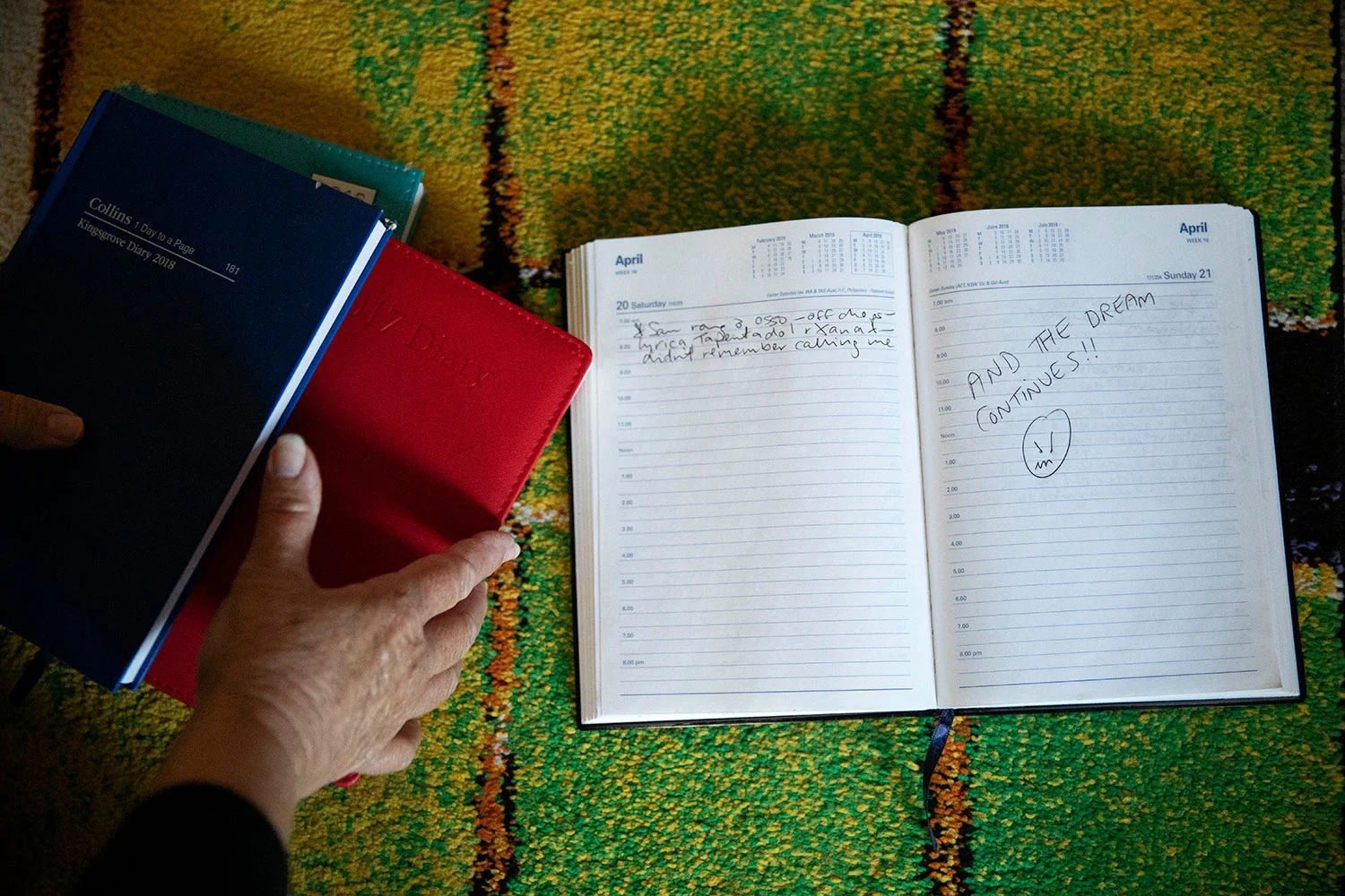 An entry is seen from the diary of Deb Ware in Fountaindale, Central Coast, Australia, Friday, July 19, 2019. (AP Photo/David Goldman)