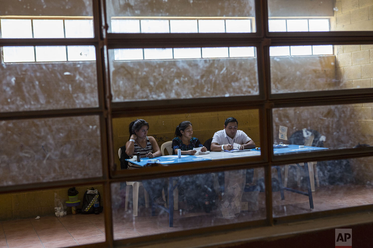  Electoral workers wait for people to cast their votes in Chinautla, on the outskirts of Guatemala City, Aug. 11, 2019. Guatemalans go the polls Sunday in the second-round presidential runoff, pitting ex-first lady Sandra Torres against conservative 