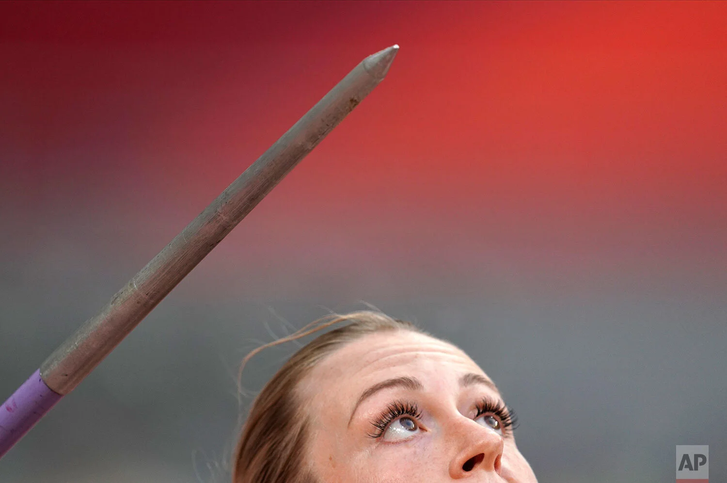 Elizabeth Gleadle, of Canada, competes in the women's javelin throw at the World Athletics Championships in Doha, Qatar, Monday, Sept. 30, 2019. (AP Photo/David J. Phillip)