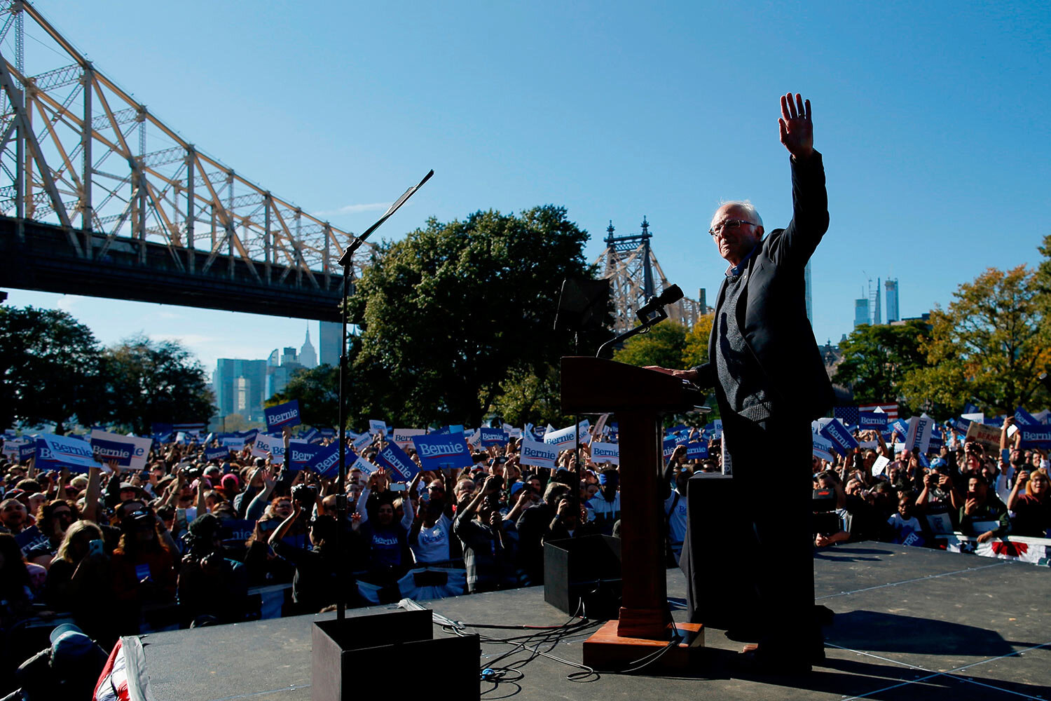 Democratic presidential candidate Sen. Bernie Sanders, I-Vt., speaks to supporters during a rally on Saturday, Oct. 19, 2019 in New York. (AP Photo/Eduardo Munoz Alvarez)