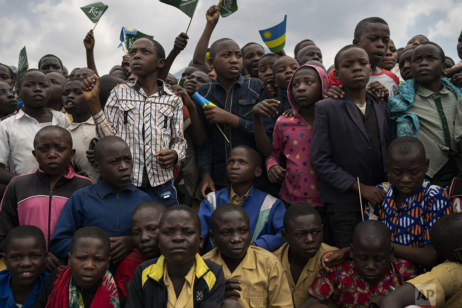 Children gather at the gorilla naming ceremony in Kinigi, Rwanda. (AP Photo/Felipe Dana)