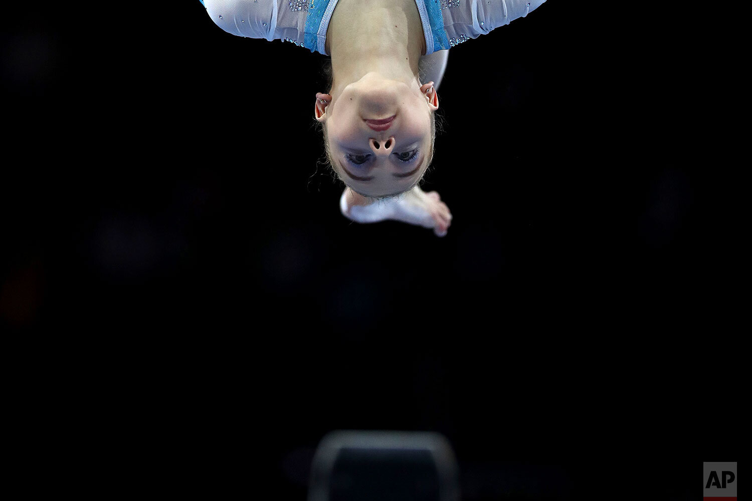  Anastasiya Alistratava of Belarus performs on the balance beam during qualifying sessions for the Gymnastics World Championships in Stuttgart, Germany, Friday, Oct.4, 2019. (AP Photo/Matthias Schrader) 