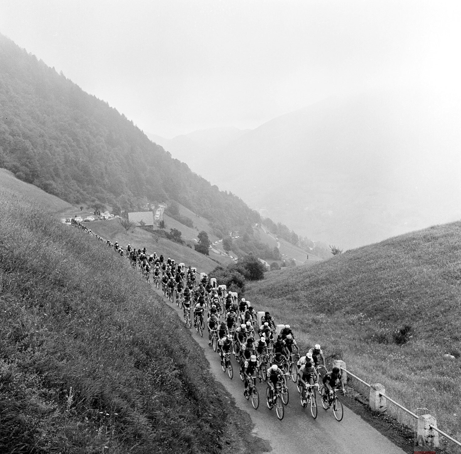  Contestants in the grueling Tour de France are seen on their way to the Mente Pass in the Pyrenees Mountains, at La Mongie, France, on the 18th leg of the race July 14, 1970. (AP Photo) 