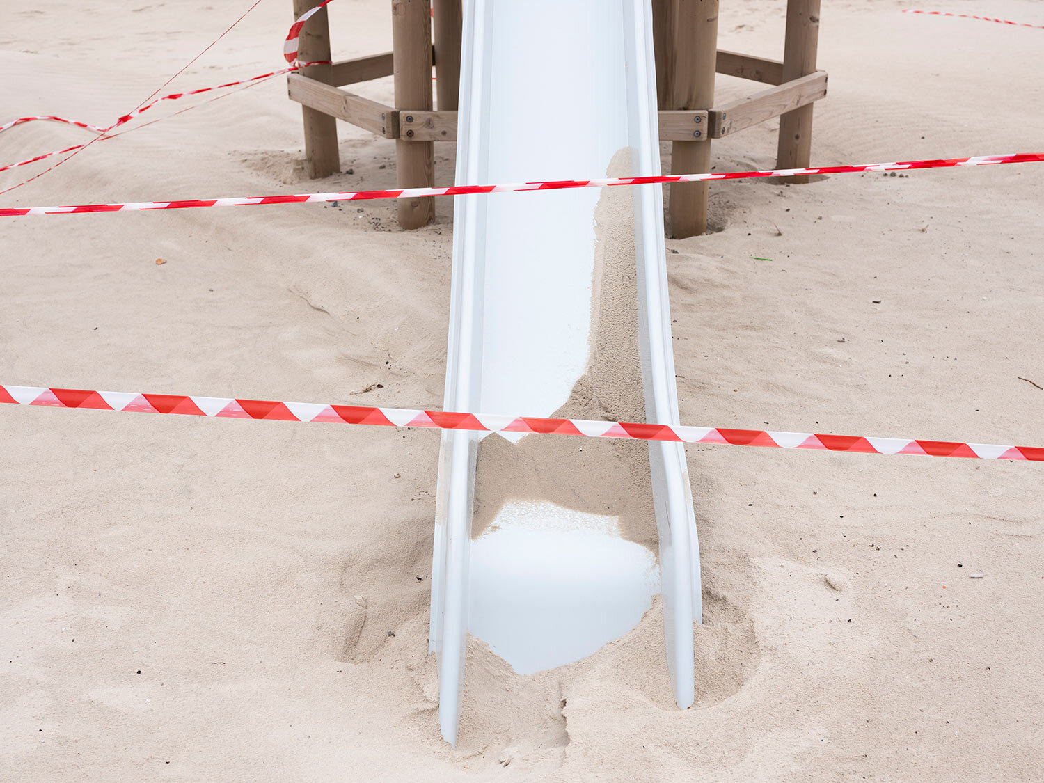  This Friday, March 20, 2020 photo playgorund at Tel Aviv's beachfront wrapped in tape to prevent public access. (AP Photo/Oded Balilty) 