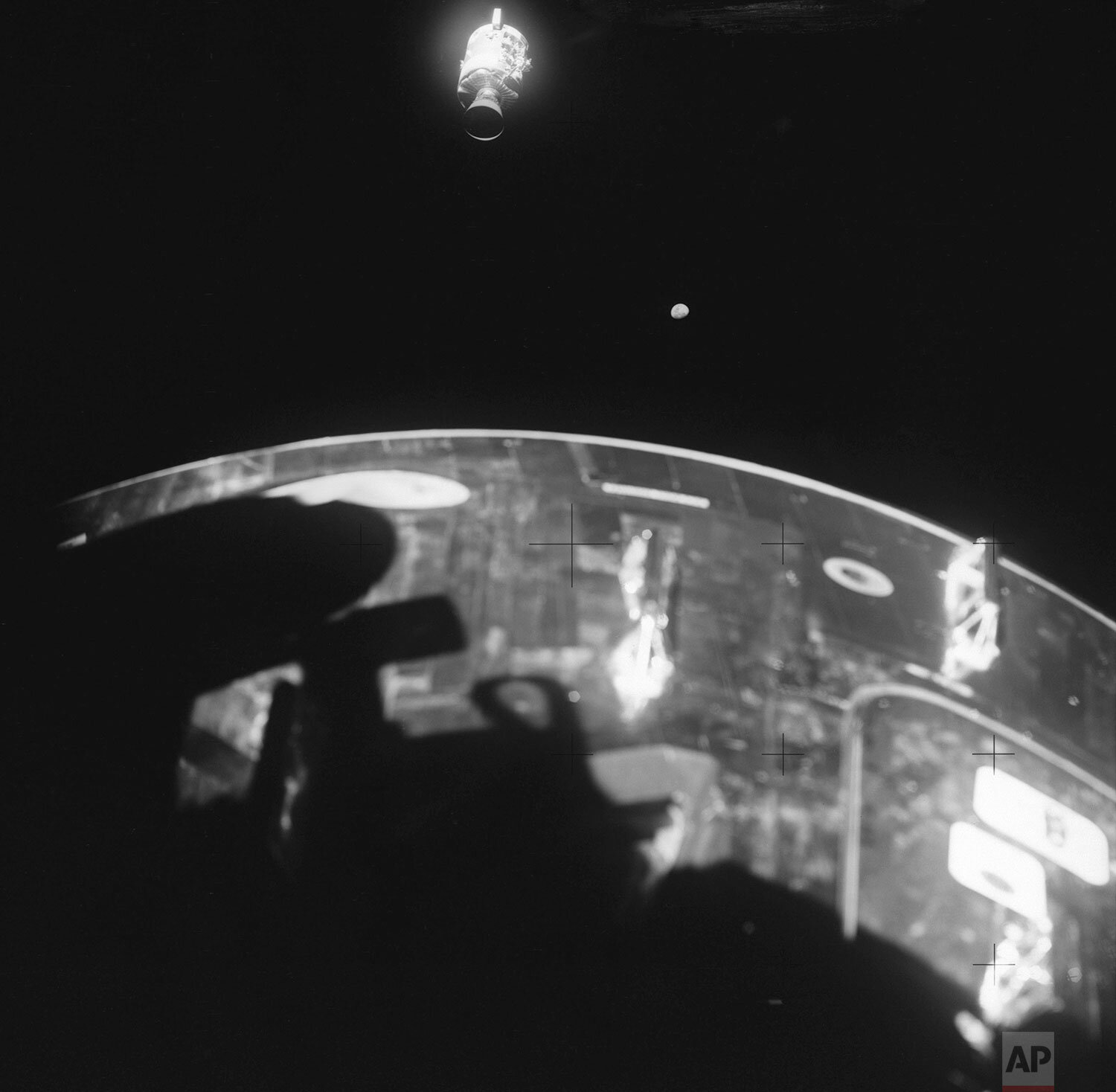  A view of the damaged Apollo 13 Service Module (SM) was photographed from the Lunar Module/Command Module following SM jettisoning, April 17, 1970. As seen here, an entire panel on the SM was blown away by the apparent explosion of oxygen tank numbe