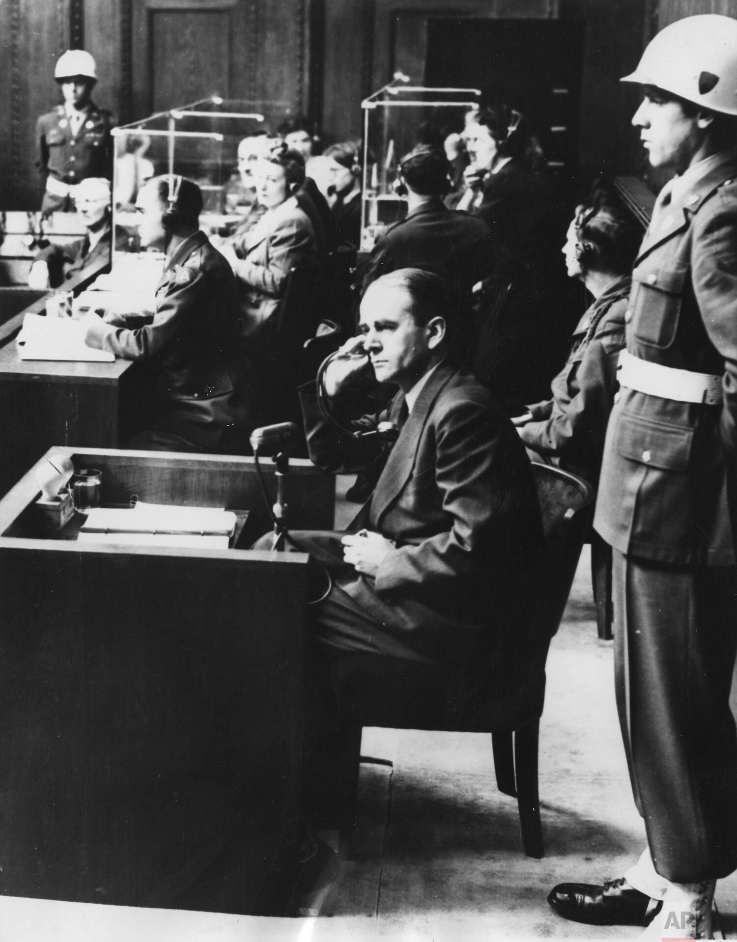  Albert Speer, Hitler's former architect and armament minister during WW II, a defendant in the war crimes trial at Nuremberg, Germany is pictured in court in Nuremberg, September 12, 1946. (AP Photo) 
