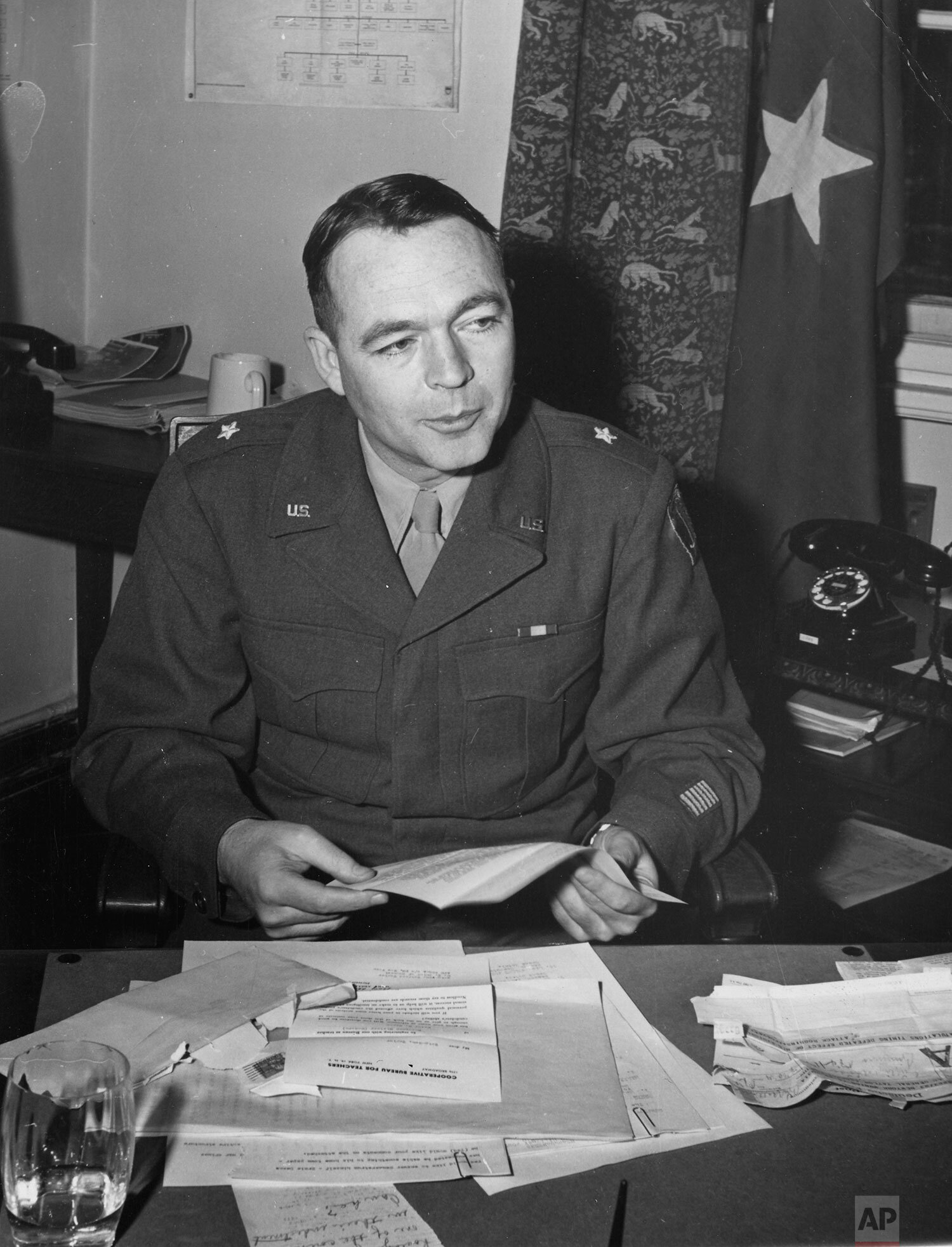  Portrait of U.S. General Telford Taylor, chief prosecutor for war crimes at the International Military Tribunal in Nuremberg, Germany, in his office March 5, 1948. (AP Photo/Hanns J. Jaeger) 