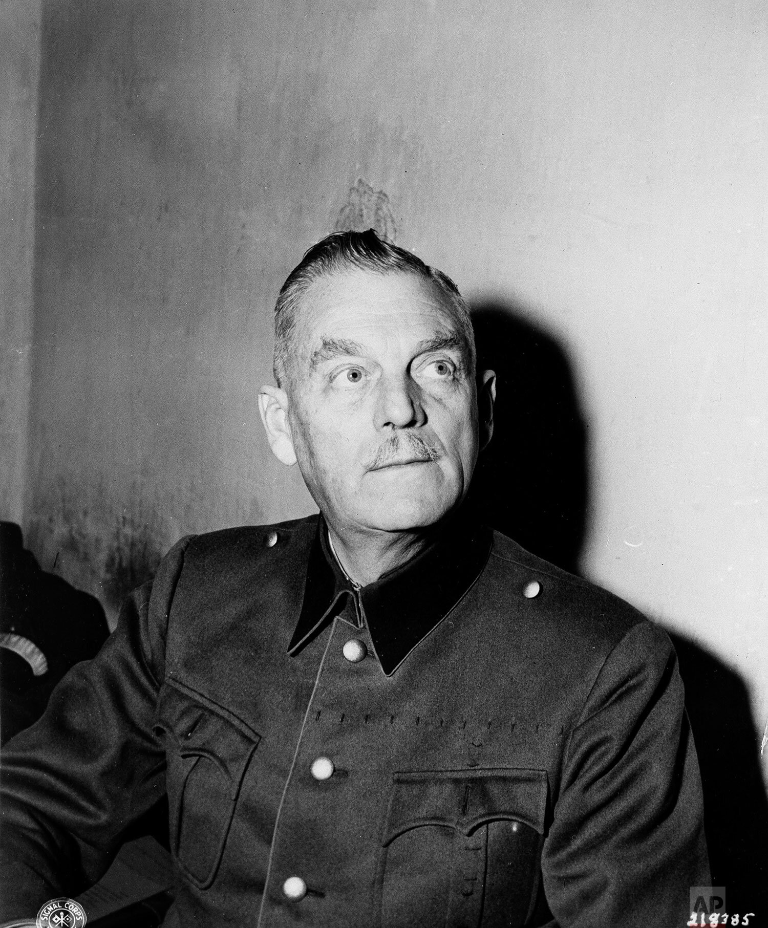  Wilhelm Keitel, defendant at the war crimes trials, in his cell in the city jail, Nuremberg, Germany, Nov. 24, 1945. The former German leaders are being held there by the International Military Tribunal. (AP Photo) 