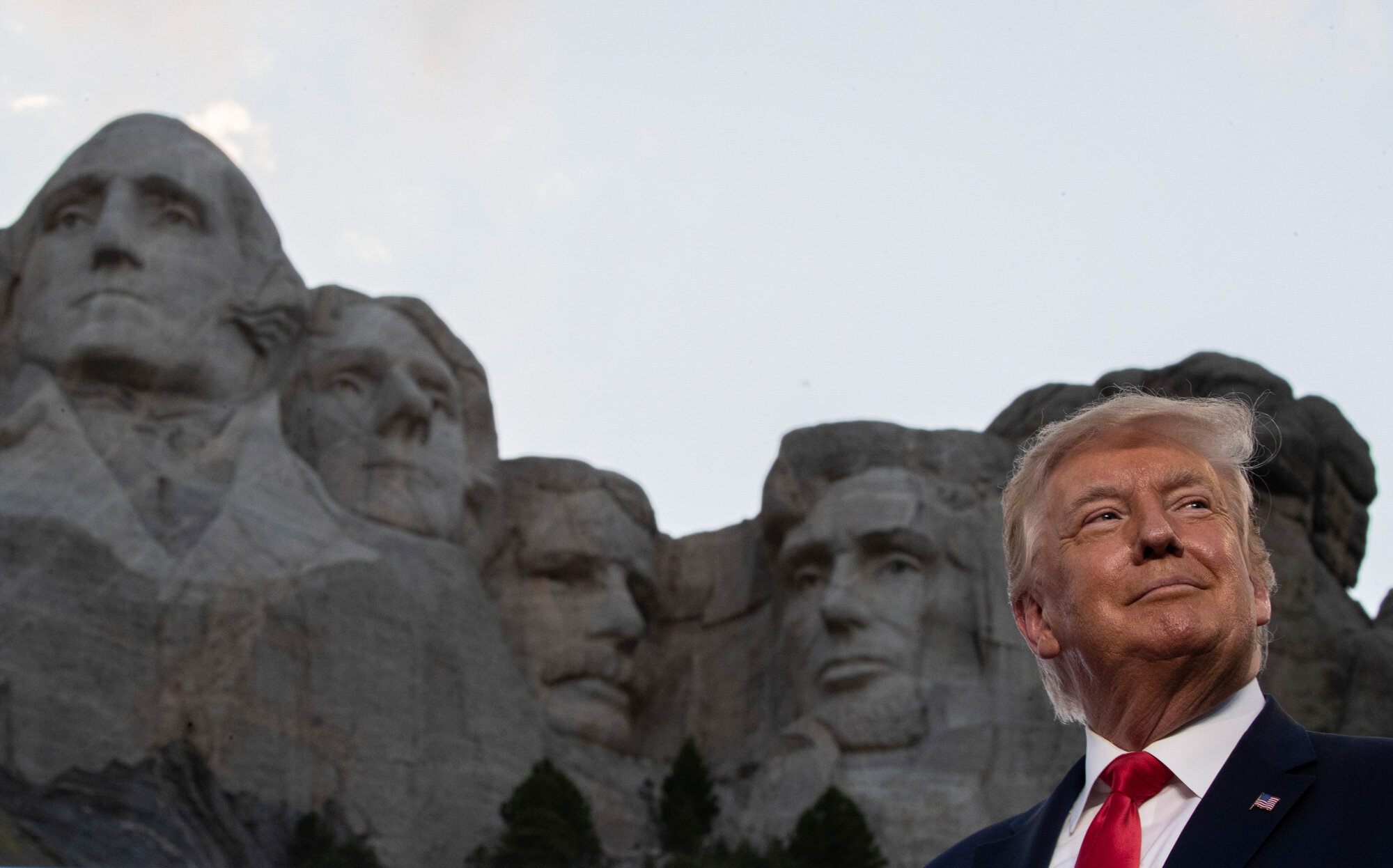 President Donald Trump smiles during a visit to Mount Rushmore National Memorial near Keystone, S.D., on July 3, 2020. (AP Photo/Alex Brandon)