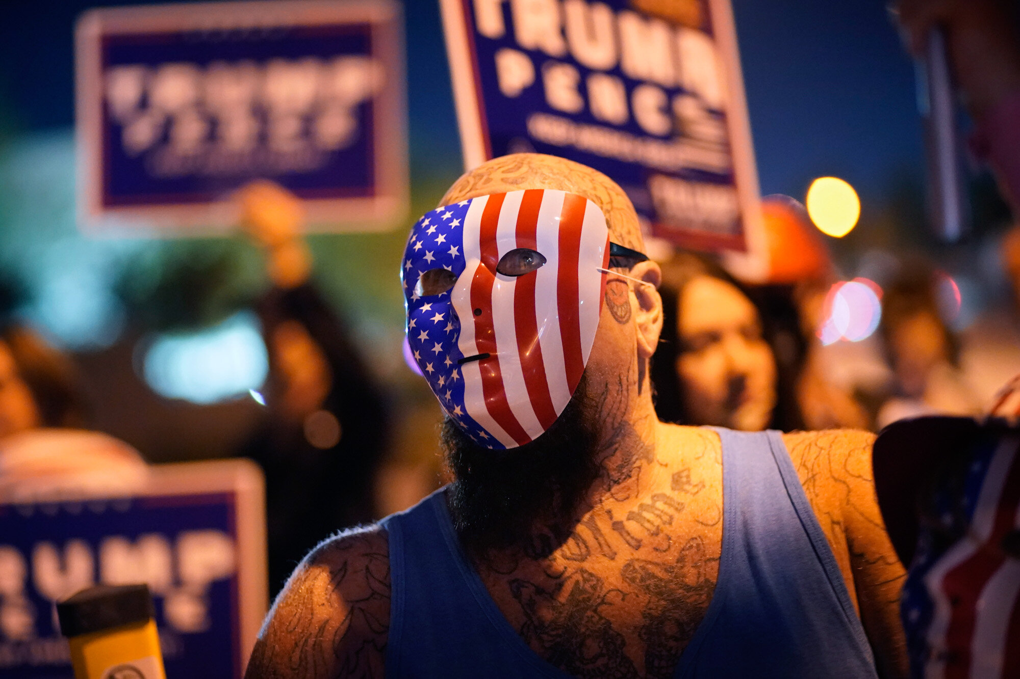 Supporters of President Donald Trump protest the Nevada vote in front of the Clark County Election Department in Las Vegas on Nov. 4, 2020. (AP Photo/John Locher)