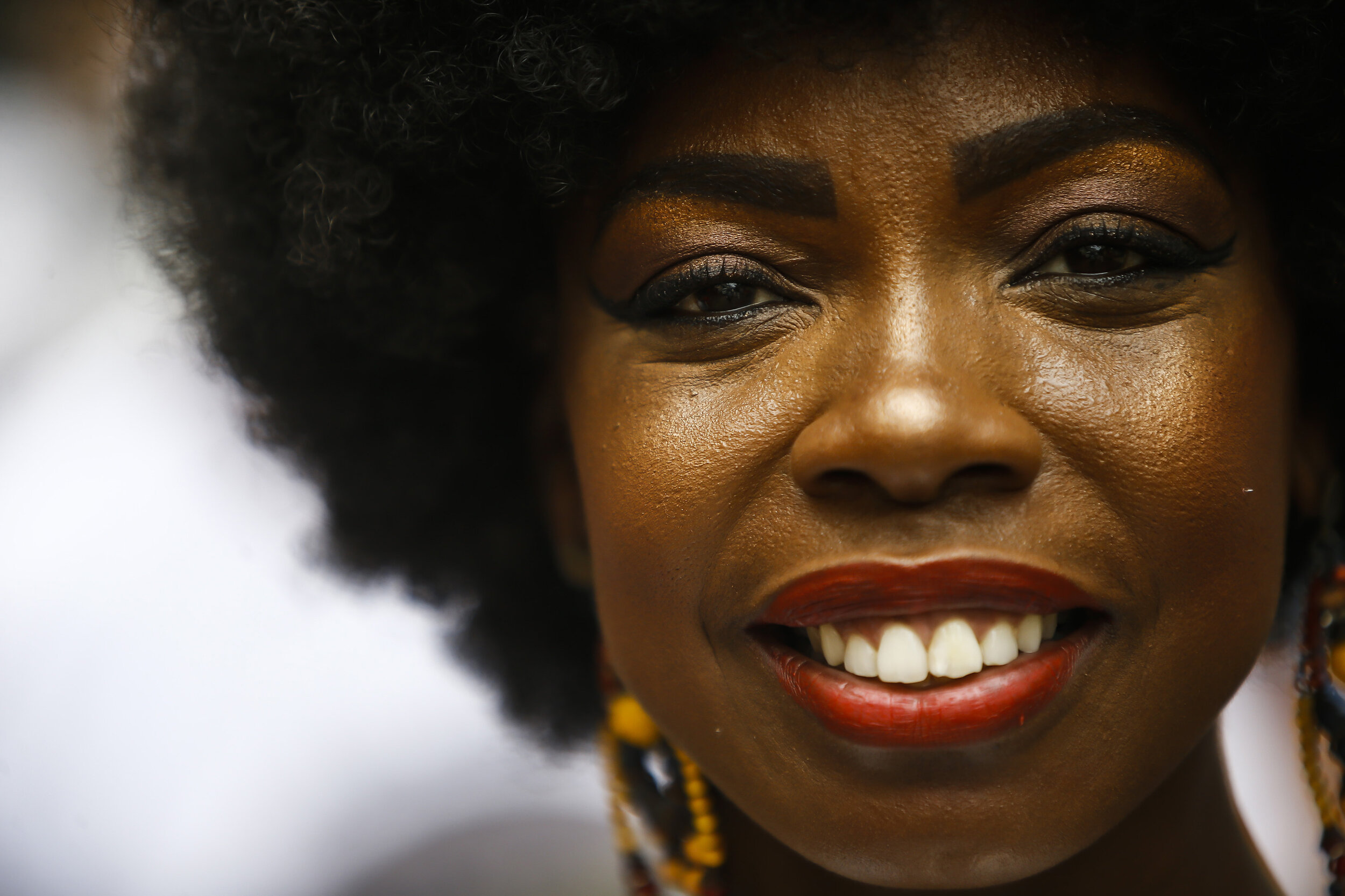  Egili Oliveira smiles for a portrait as she attends a ceremony marking Black Consciousness Day in the Santa Marta favela of Rio de Janeiro, Brazil, Friday, Nov. 20, 2020. (AP Photo/Bruna Prado) 