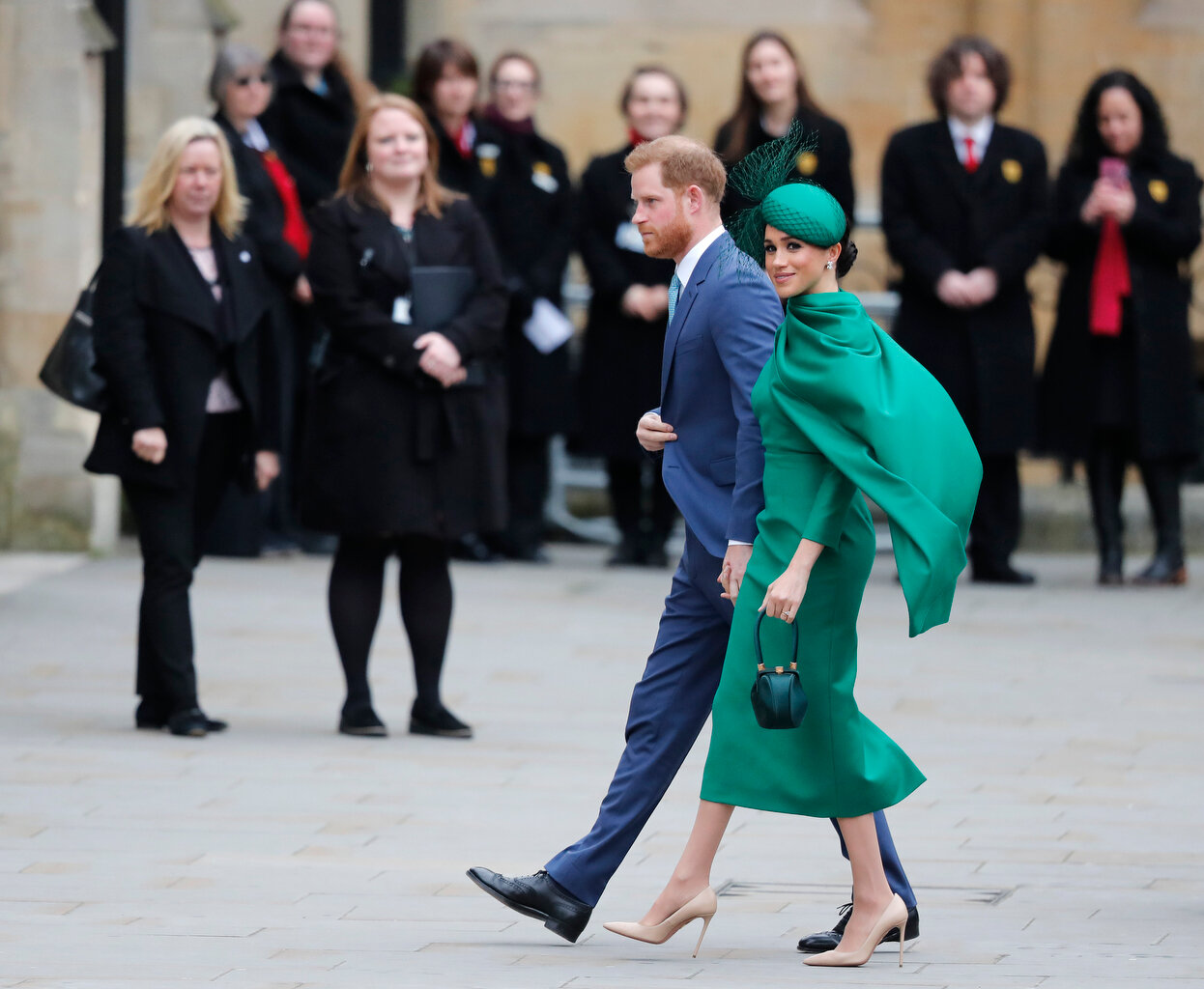  Britain's Prince Harry and Meghan, Duchess of Sussex arrive to attend the annual Commonwealth Day service at Westminster Abbey in London, Monday, March 9, 2020.  (AP Photo/Frank Augstein) 