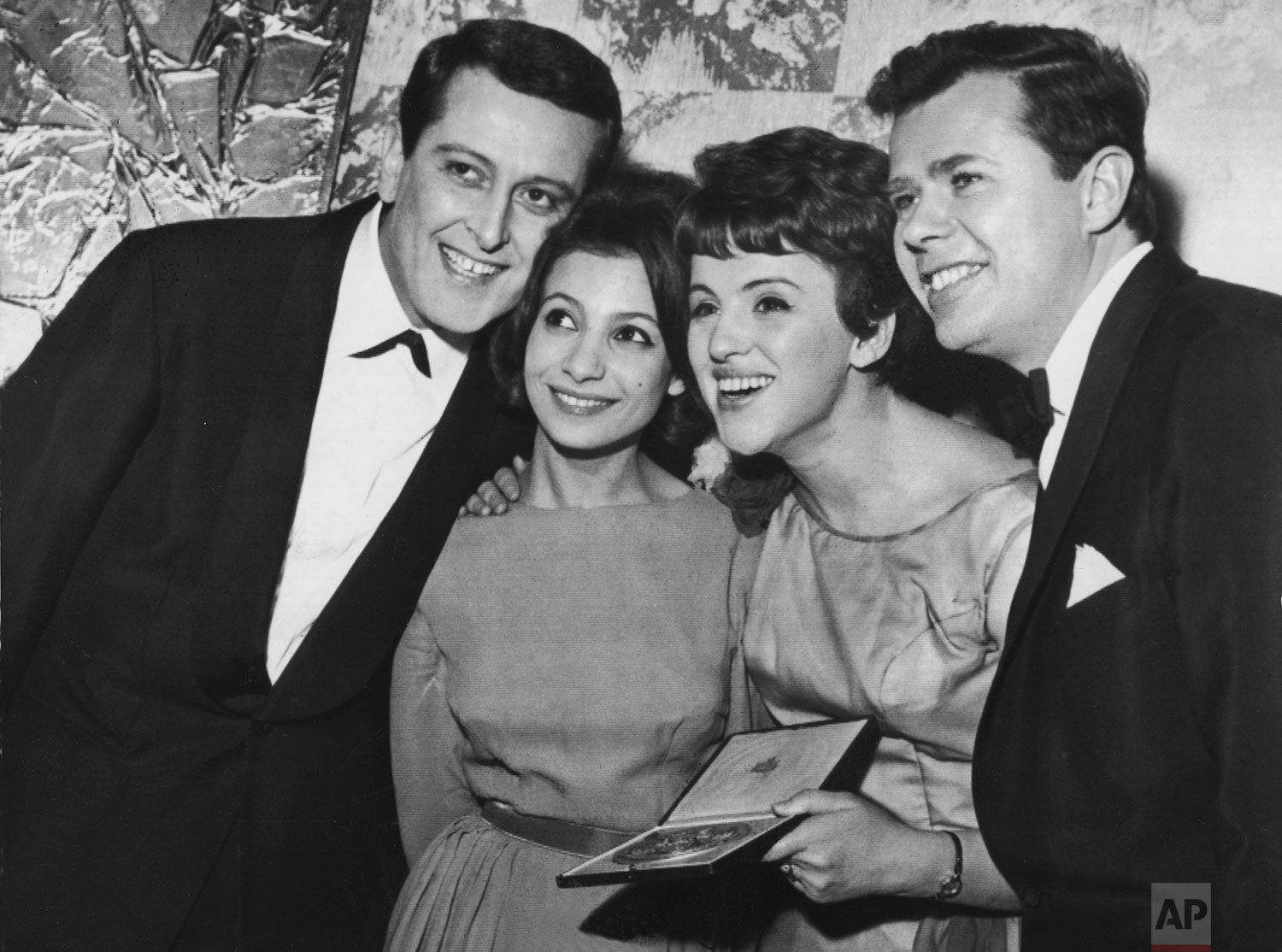  The winners of the Eurovision Song Contest pose after the awarding ceremony at the BBC Television Centre in London, United Kingdom, Saturday March 23, 1963. Winners were Grethe und Jorgen Ingman from Denmark, right, second came Esther Ofarim from Sw