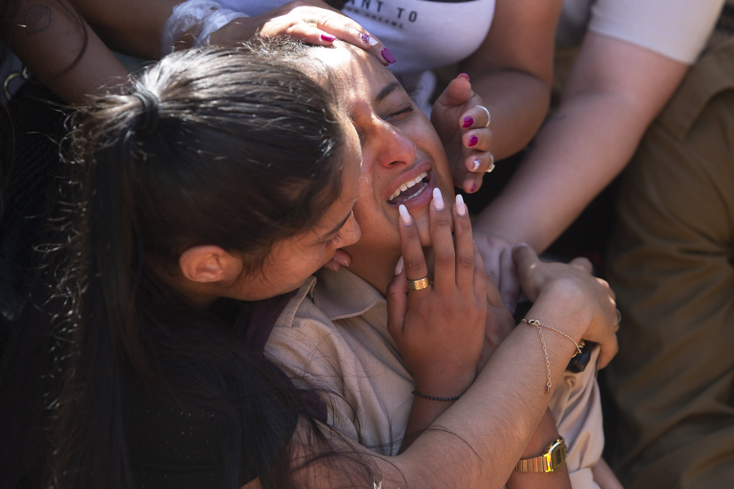  Friends and relatives of Israeli soldier Omer Tabib, 21, mourn during his funeral at the cemetery in the northern Israeli town of Elyakim, Thursday, May 13, 2021. The Israeli army confirmed that Tabib was killed in an anti-tank missile attack near t