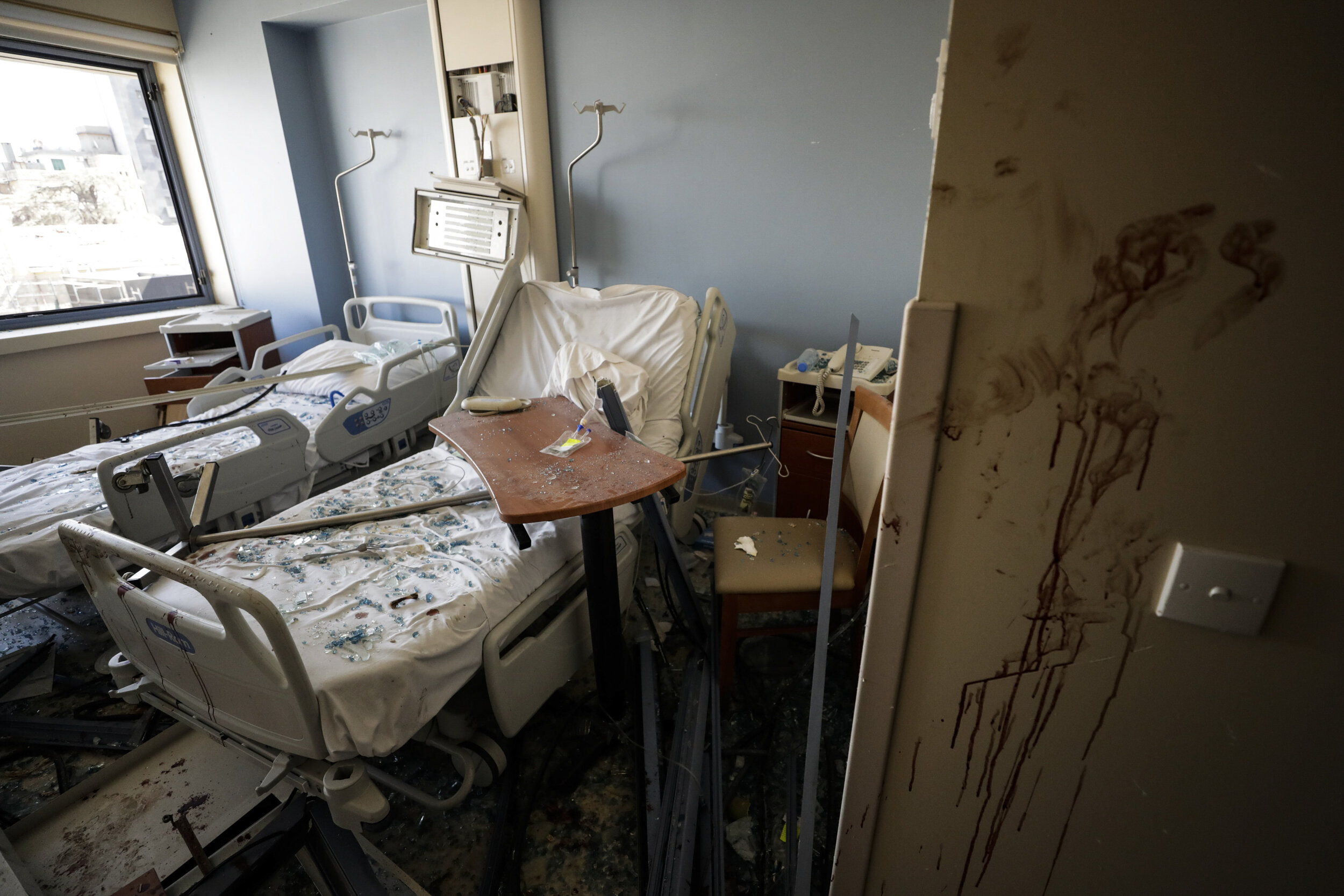  A damaged hospital is seen after a massive explosion in Beirut, Lebanon, Aug. 5, 2020. (AP Photo/Hassan Ammar) 
