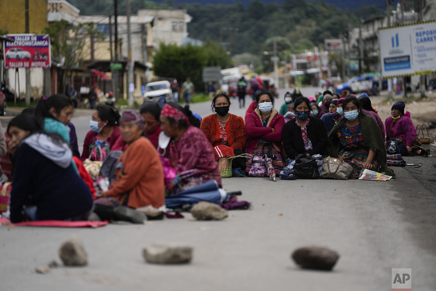  Women block the Inter American Highway in Totonicapan, Guatemala, after Indigenous leaders called for a nationwide strike to pressure Guatemalan President Alejandro Giammattei to resign, Thursday, July 29, 2021. The protest comes in response to the 