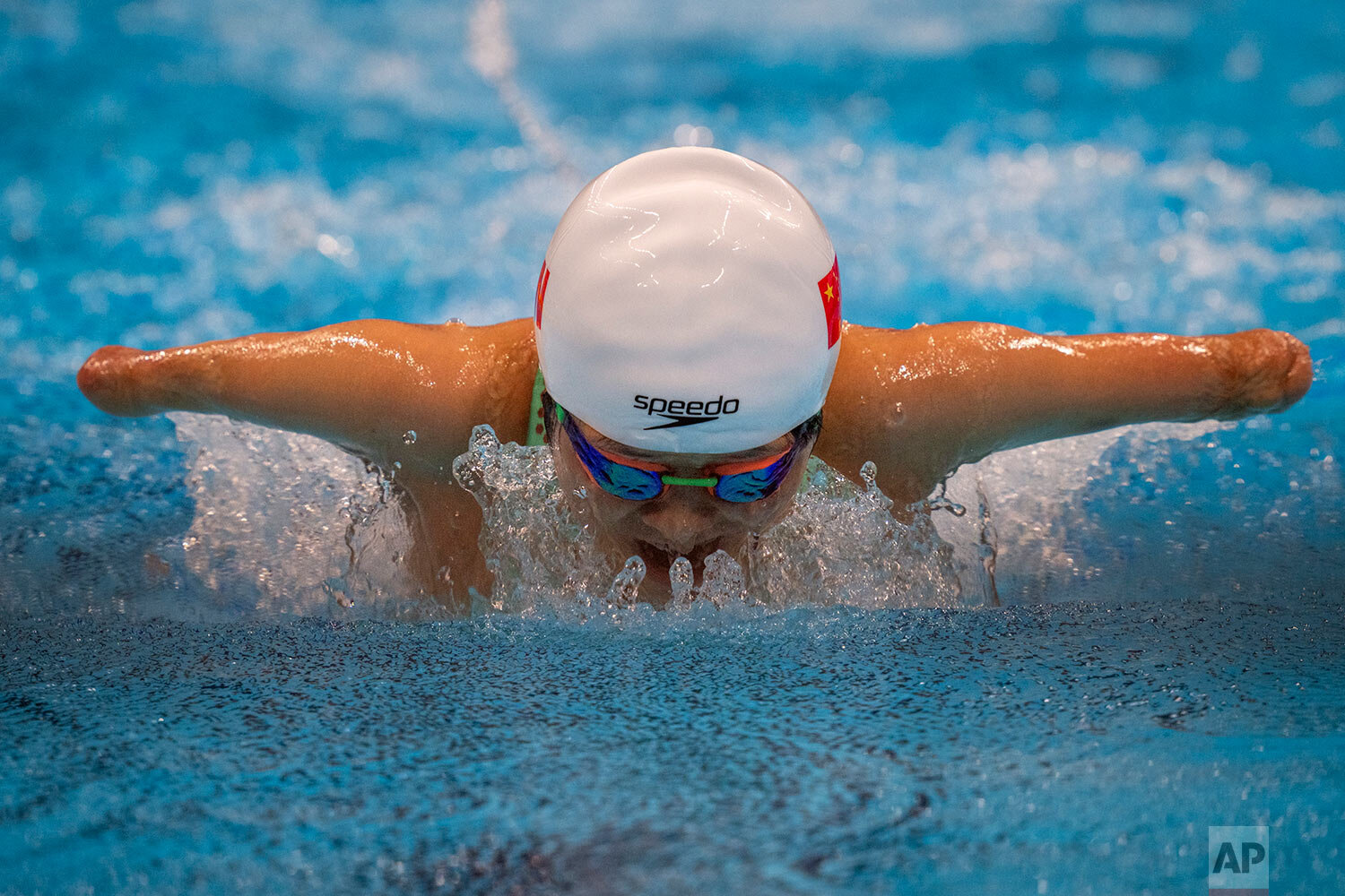  Daomin Liu competes at women's 200m Individual Medley - SM6 Heat 1 at the Tokyo Aquatics Centre during the Tokyo 2020 Paralympic Games, Thursday, Aug. 26, 2021, in Tokyo. (AP Photo/Emilio Morenatti) 