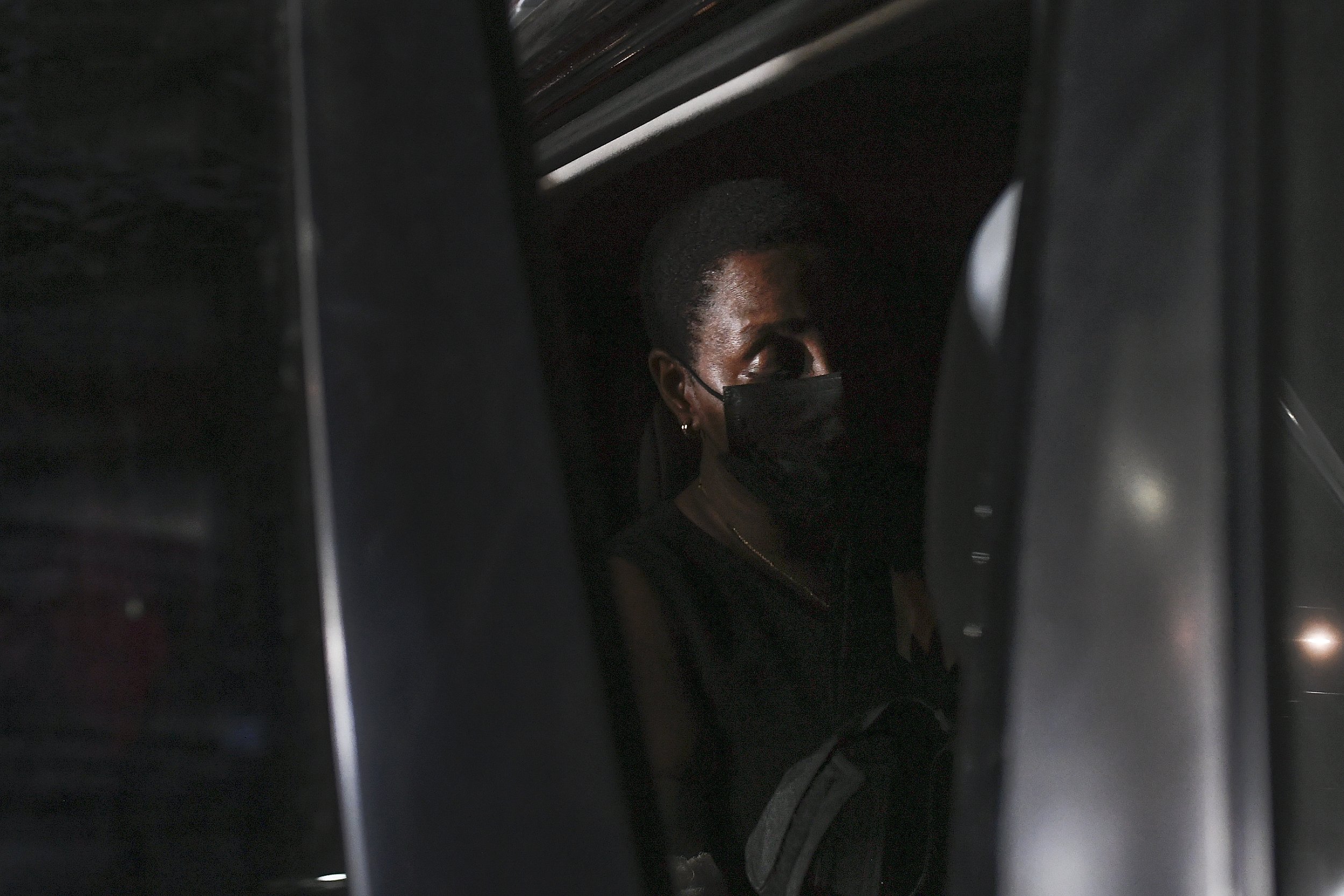  Martine Moise, the widow of Haitian President Jovenel Moise, sits in a car after a ceremony in remembrance of her husband at the Hotel Roi Christophe in Cap-Haitien, Haiti, on July 22, 2021. President Moise was assassinated at his home in Port-au-Pr