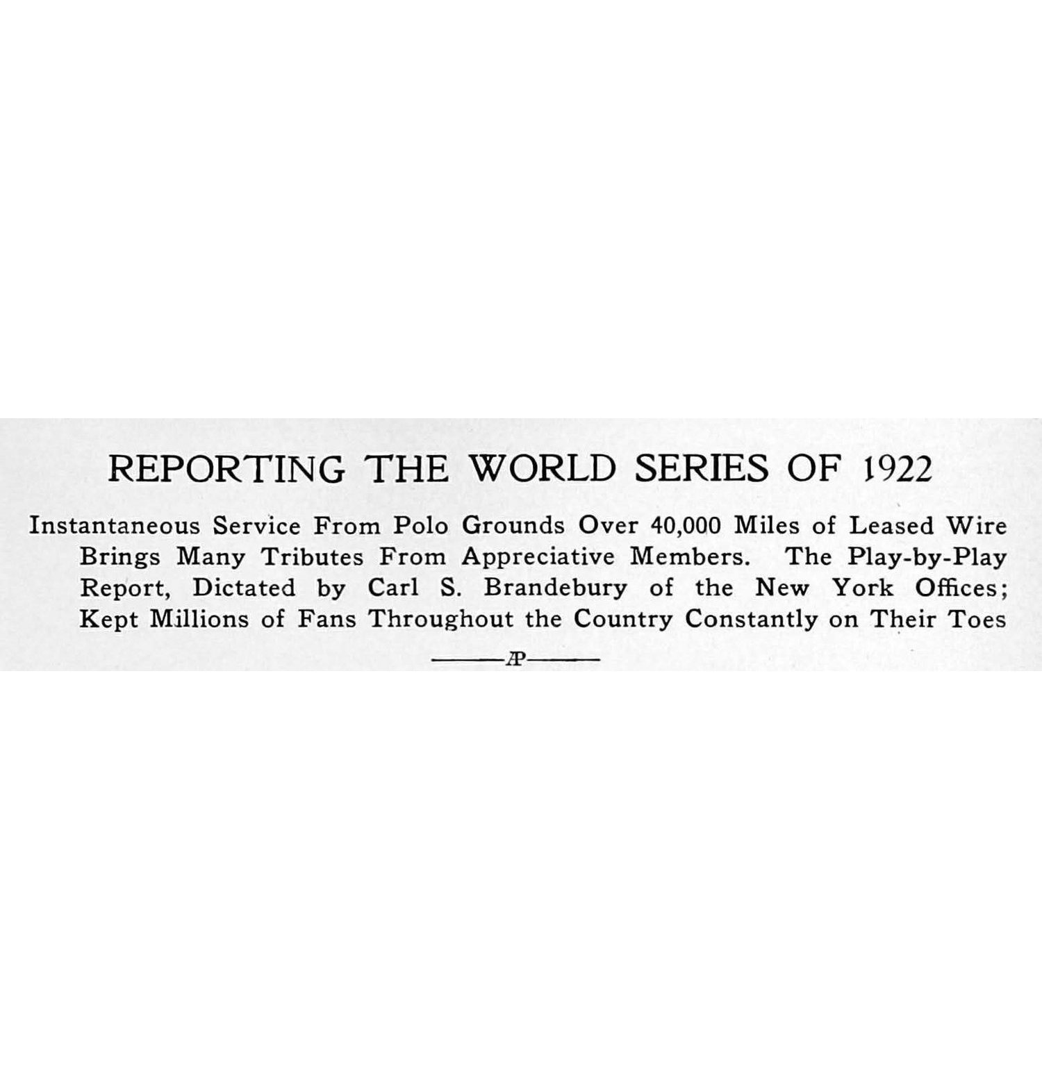  Associated Press Service Bulletin, December 1922. 