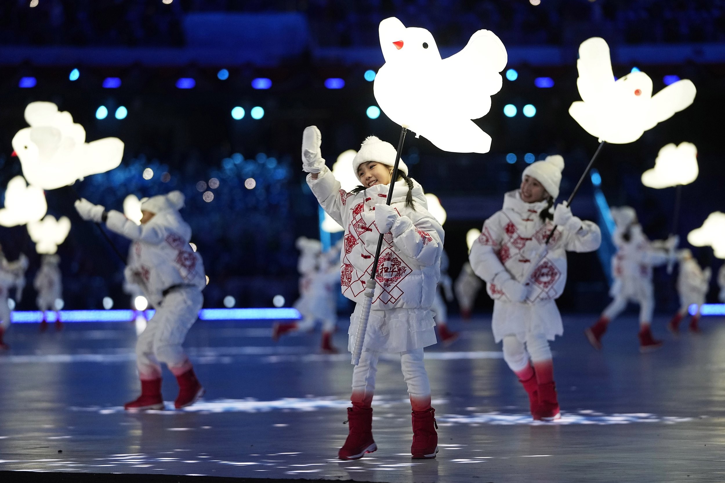  Children perform during the opening ceremony of the 2022 Winter Olympics, Friday, Feb. 4, 2022, in Beijing. (AP Photo/Jae C. Hong) 