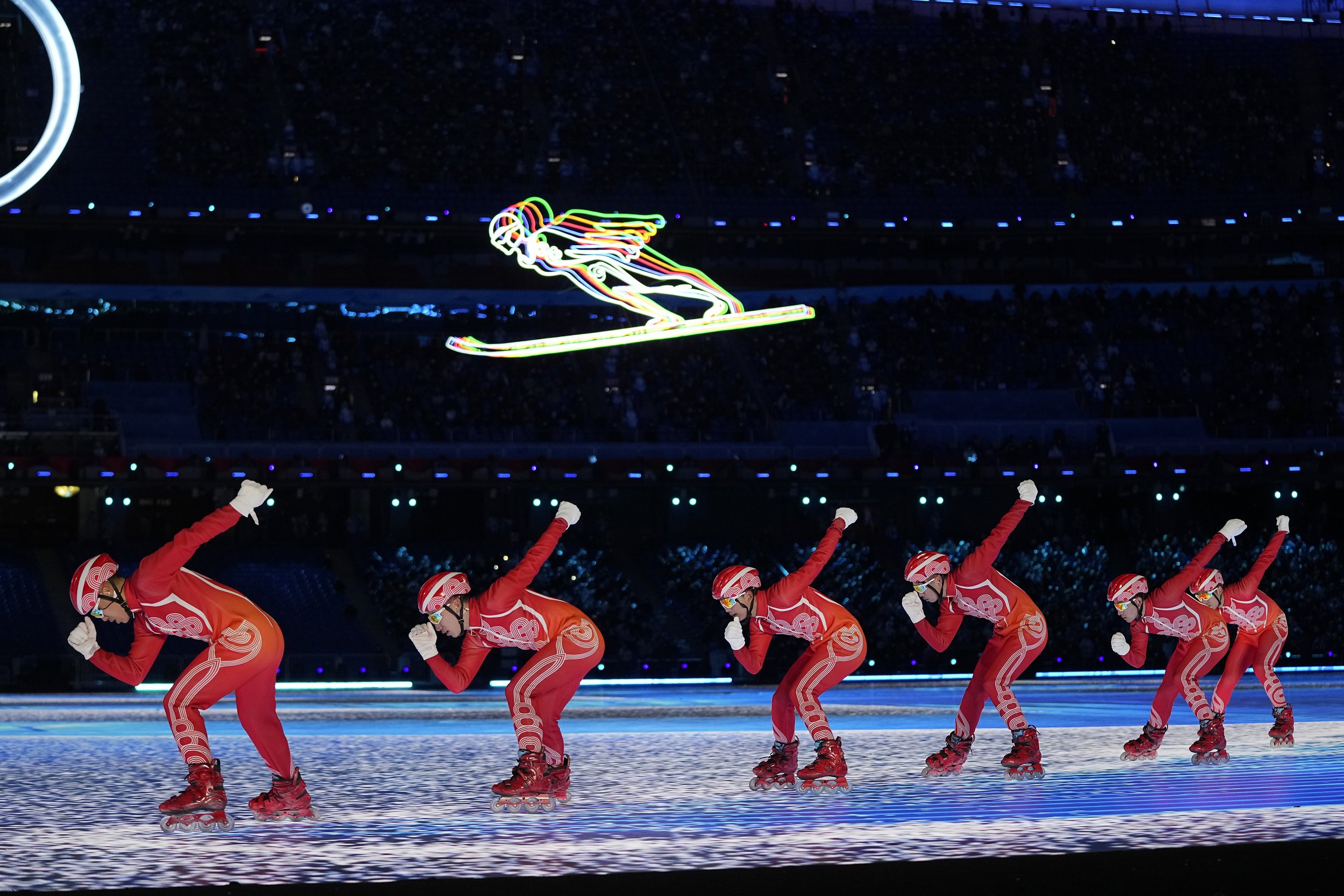  Performers participate during the opening ceremony of the 2022 Winter Olympics, Friday, Feb. 4, 2022, in Beijing. (AP Photo/Jae C. Hong) 