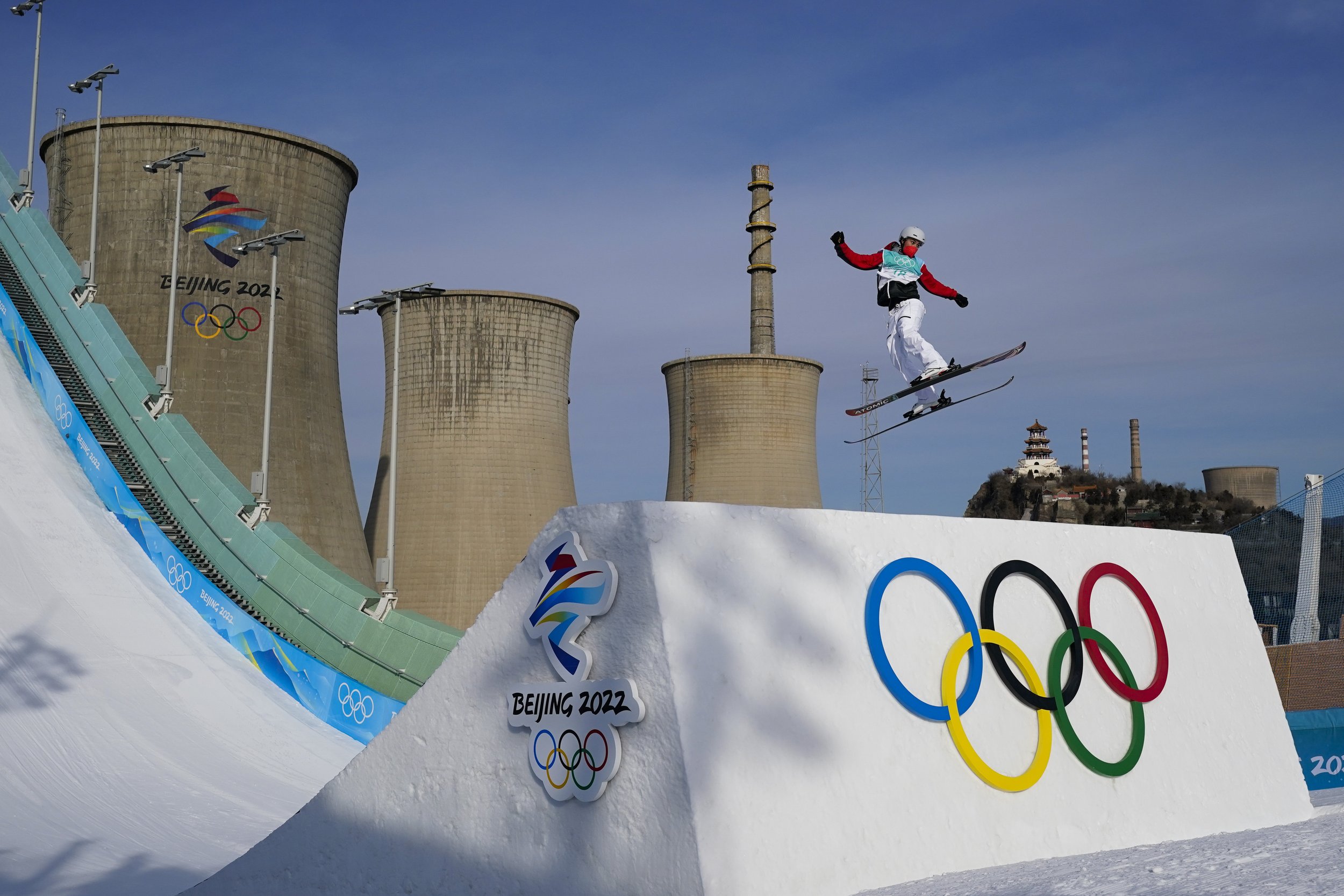  Austria's Lara Wolf trains for the women's freestyle skiing big air competition at the 2022 Winter Olympics, Sunday, Feb. 6, 2022, in Beijing. (AP Photo/Jae C. Hong) 