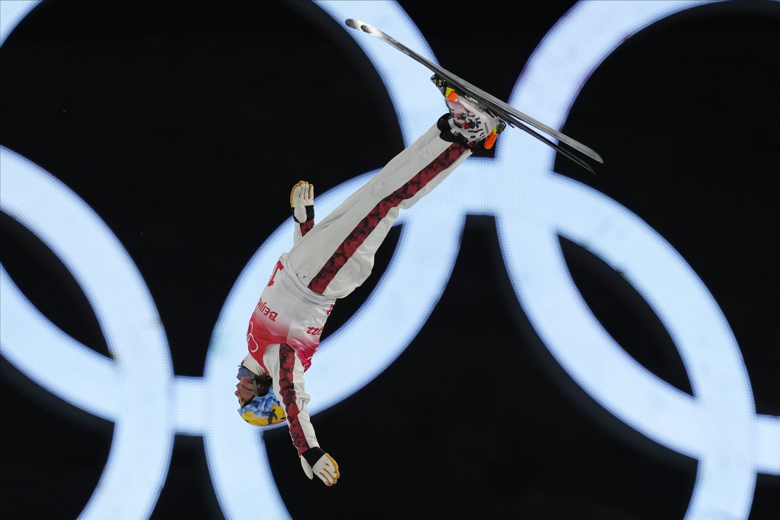  Canada's Miha Fontaine competes during the men's aerials qualification at the 2022 Winter Olympics, Tuesday, Feb. 15, 2022, in Zhangjiakou, China. (AP Photo/Lee Jin-man) 