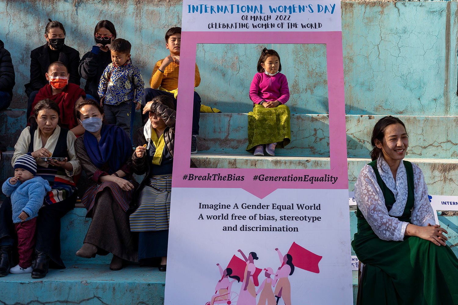  Exile Tibetan women and children gather at a fete to celebrate the International Women's Day in Dharmsala, India, Tuesday, March 8, 2022. (AP Photo/Ashwini Bhatia) 