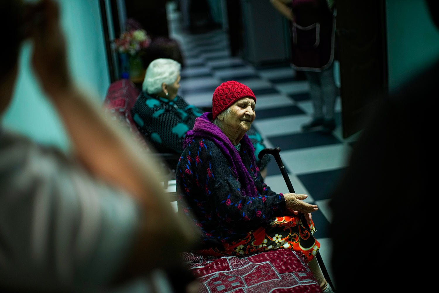  Anna Loboda, 93, a former choir member who fled from Donetsk region, sings a song at Saint Michael monastery, in Odesa, Ukraine, Friday, May 13, 2022. Loboda, who has no family, has been living in the monastery's facility for the elderly since she w