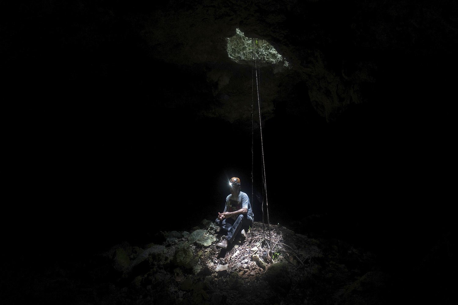 Raul Padilla, member of the Jaguar Wildlife Center which works to protect jaguars, poses for a portrait inside a miles-long cave system known as "Garra de Jaguar," or The Paw of the Jaguar," located underneath the planned route of the Maya Train in 