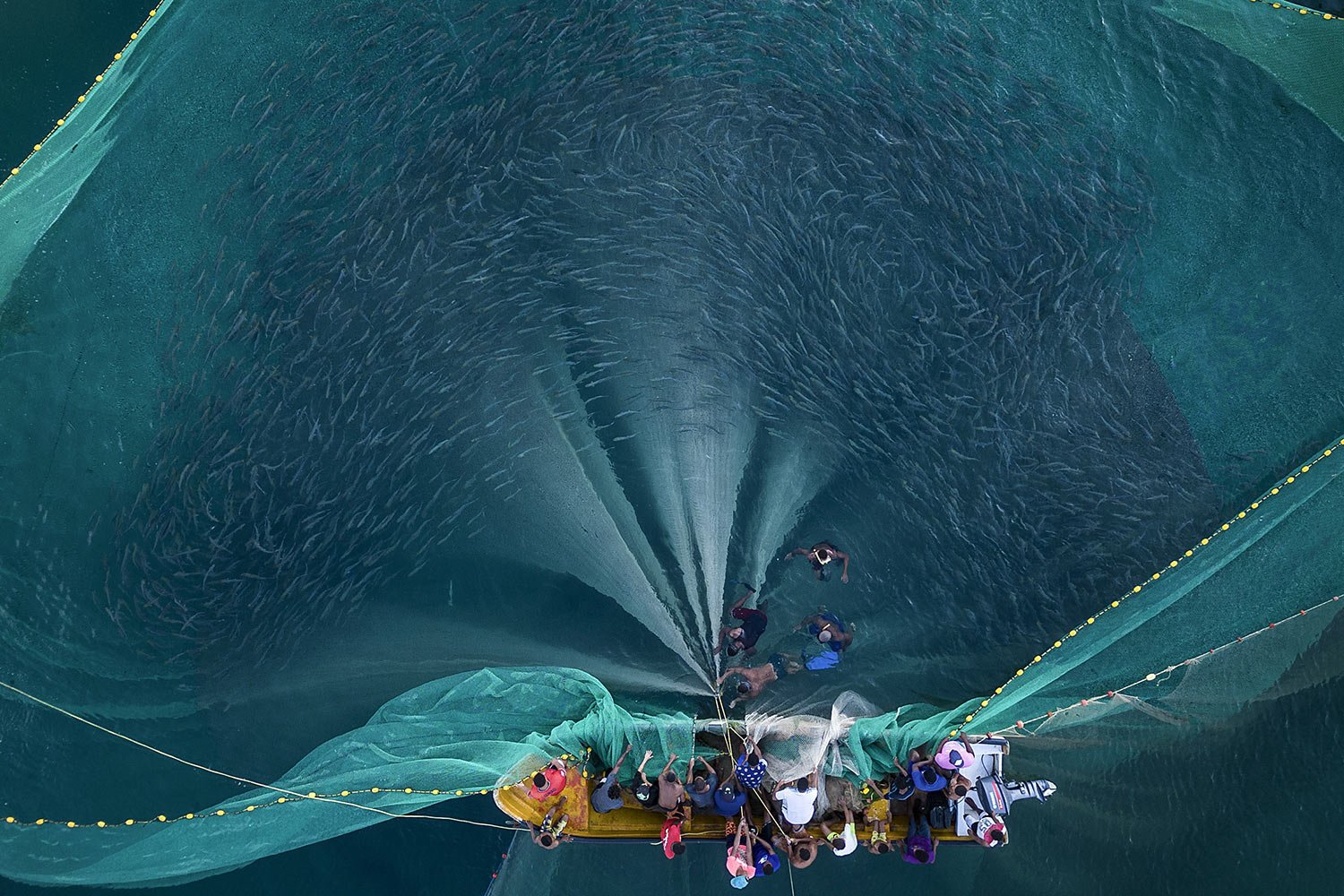 Fisherwomen and men pull in a net of fish off the coast of Chuao, Venezuela, early June 7, 2023. Some women are joining a family tradition of fishing and in other cases launching new careers after losing jobs during Venezuela’s economic crisis. (AP