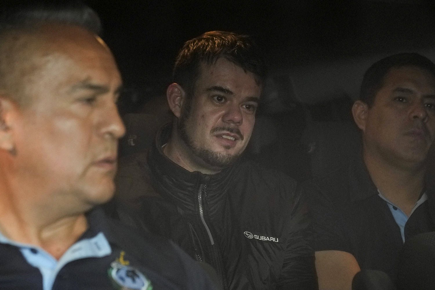 Dutch citizen Joran van der Sloot is driven in a police vehicle from the Ancon I maximum-security prison, outskirts of Lima, Peru, June 8, 2023. The main suspect in the unsolved 2005 disappearance of American student Natalee Holloway on the Caribbea