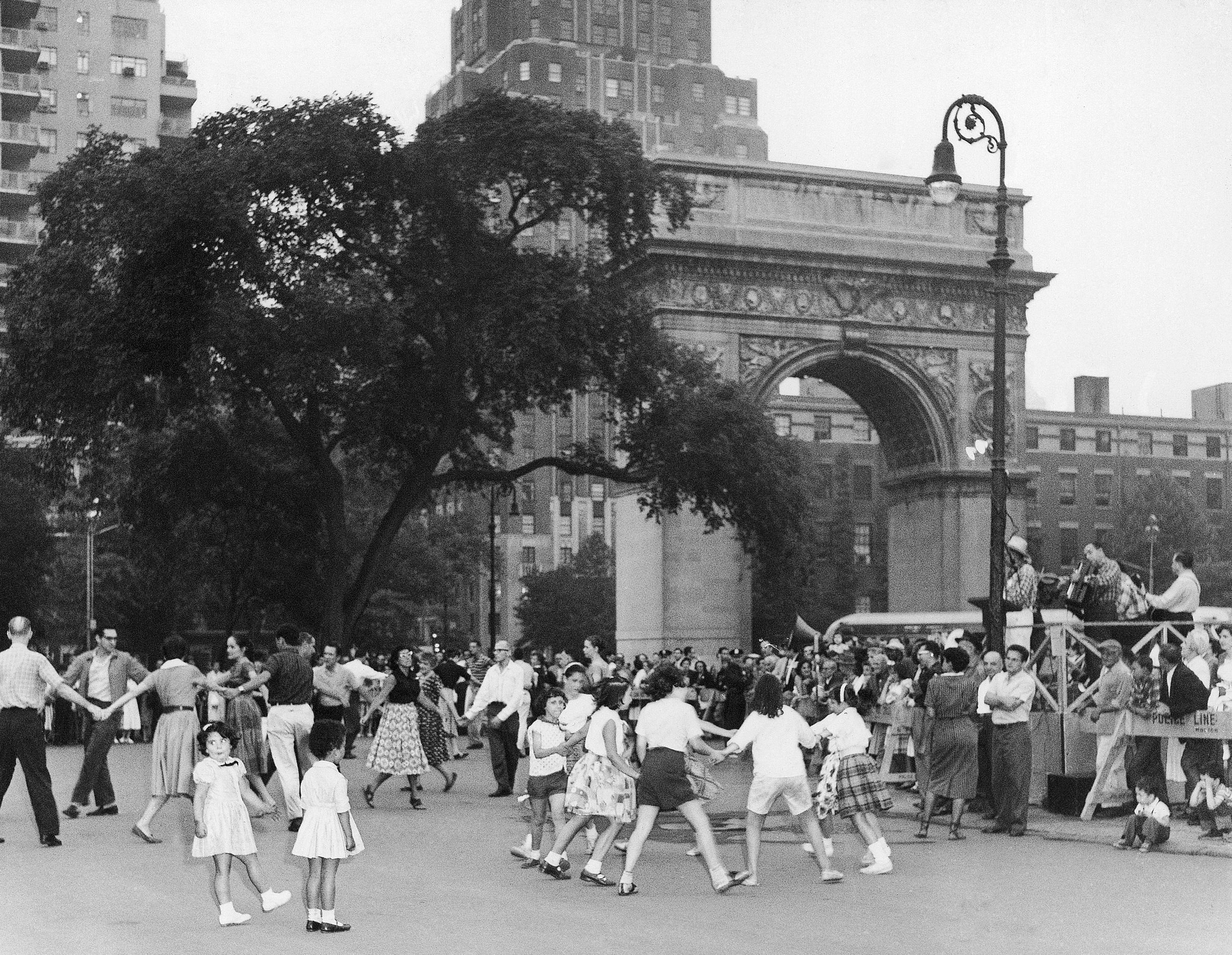  New York City’s Greenwich Village, playground of the bohemian and the workshop of the artist, has acquired a grass roots complexion. When the weather is good, square dancing, the joy of country folk, takes over in Washington Square in evening on Thu
