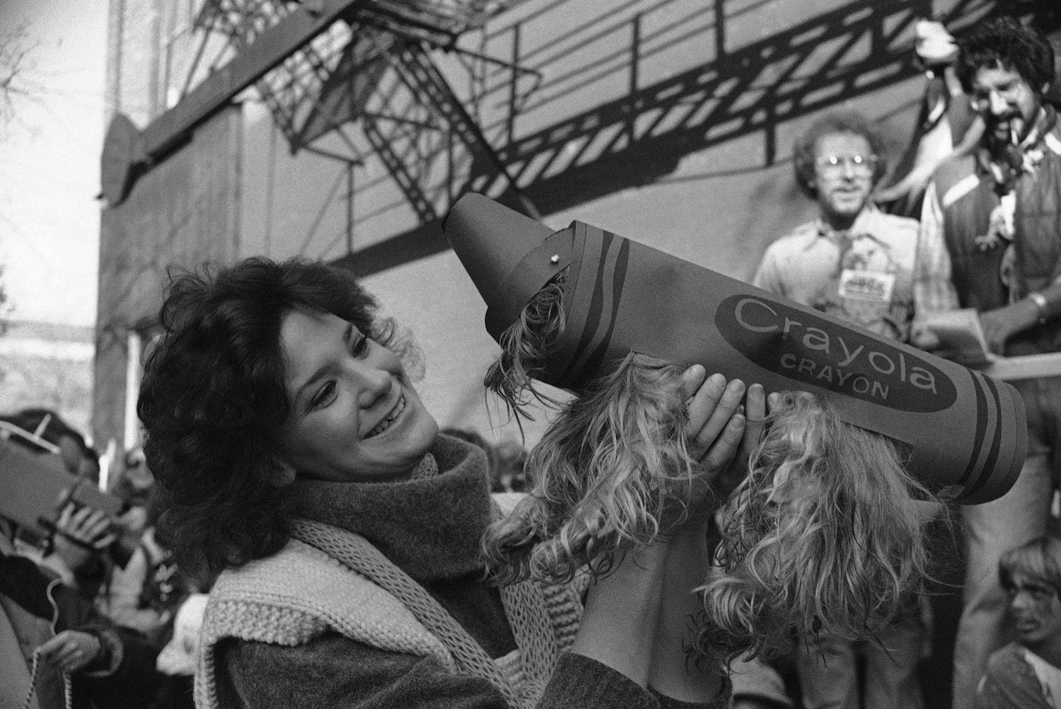  Anita Rosenblum holds her dog, Samson, who, dressed as a crayon, was among the finalists at a Halloween costume contest for pets held at a Chicago pet store on Oct. 29, 1978. The shaggy crayon won the “Creative Playthings Award.” (AP Photo/Fred Jewe