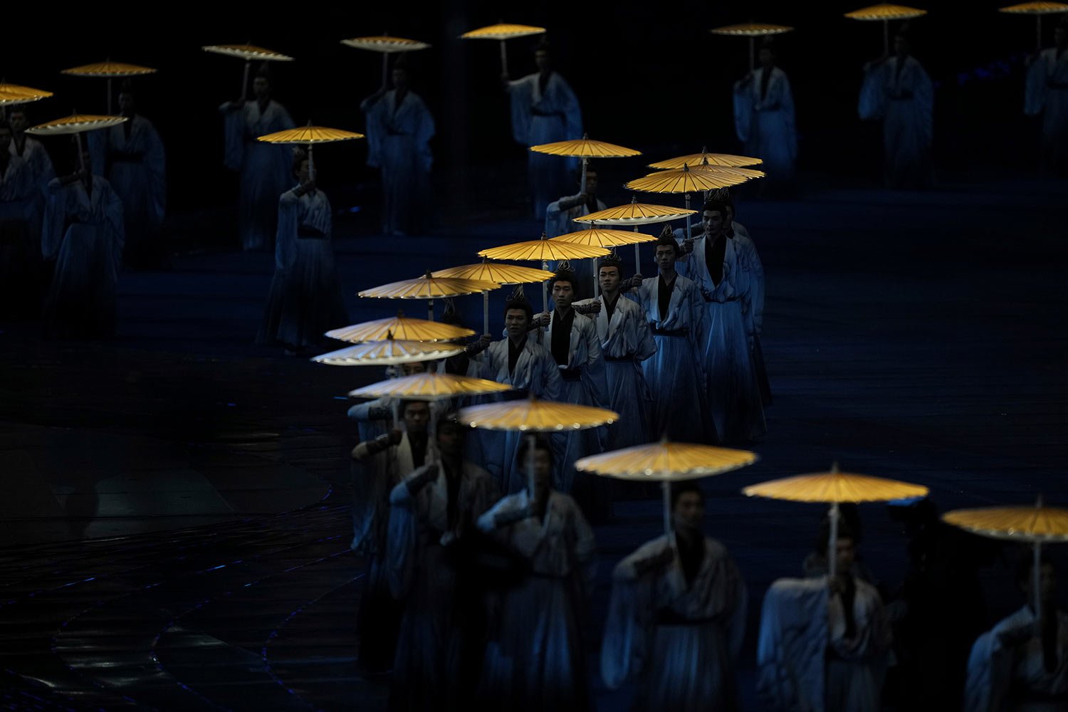  Artists perform during the opening ceremony of the 19th Asian Games in Hangzhou, China, Saturday, Sept. 23, 2023. (AP Photo/Dita Alangkara) 