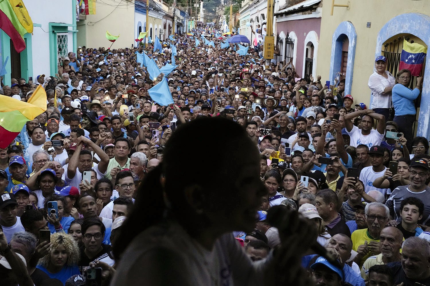  Opposition presidential hopeful Maria Corina Machado speaks to supporters during a rally in Valencia, Carabobo State, Venezuela, Oct. 5, 2023. After Machado won the primary, the chief prosecutor announced a criminal investigation into organizers of 