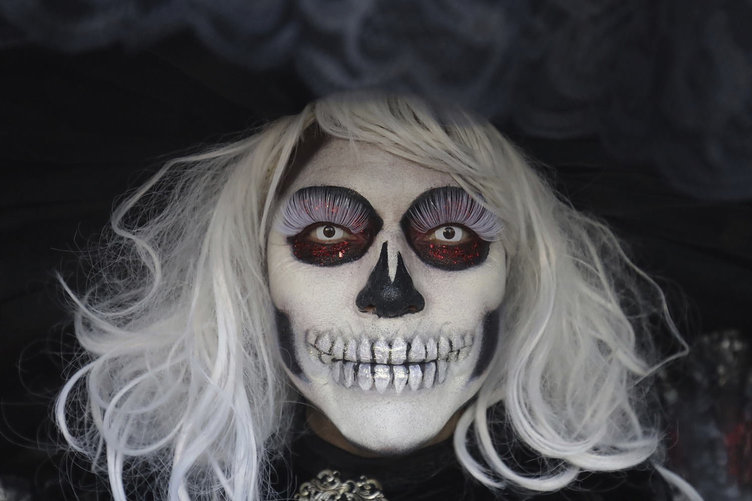  A woman dressed as a Catrina takes part in a parade as part of Day of the Dead celebrations, along the iconic Reforma Avenue in Mexico City, Oct. 22, 2023. The holiday officially begins Oct. 31, remembering those who died in accidents; it continues 