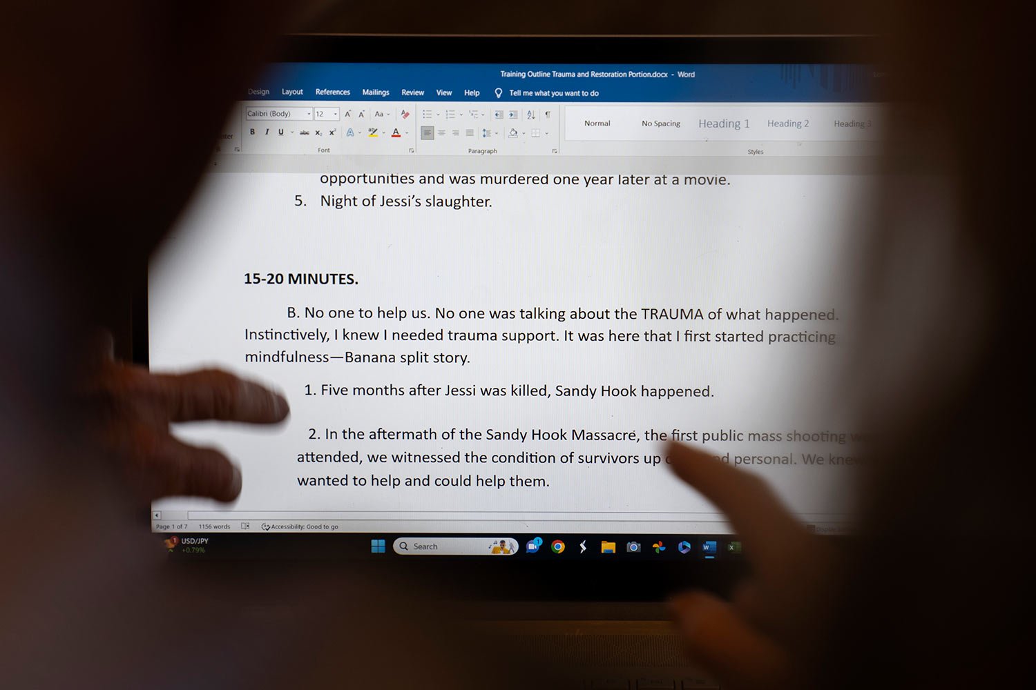  Lonnie, left, and Sandy Phillips run through their presentation at a friend’s home in Lone Tree, Colo., Tuesday, Sept. 5, 2023, for an upcoming seminar they are teaching to help shooting victims and gun control advocates deal with trauma. (AP Photo/