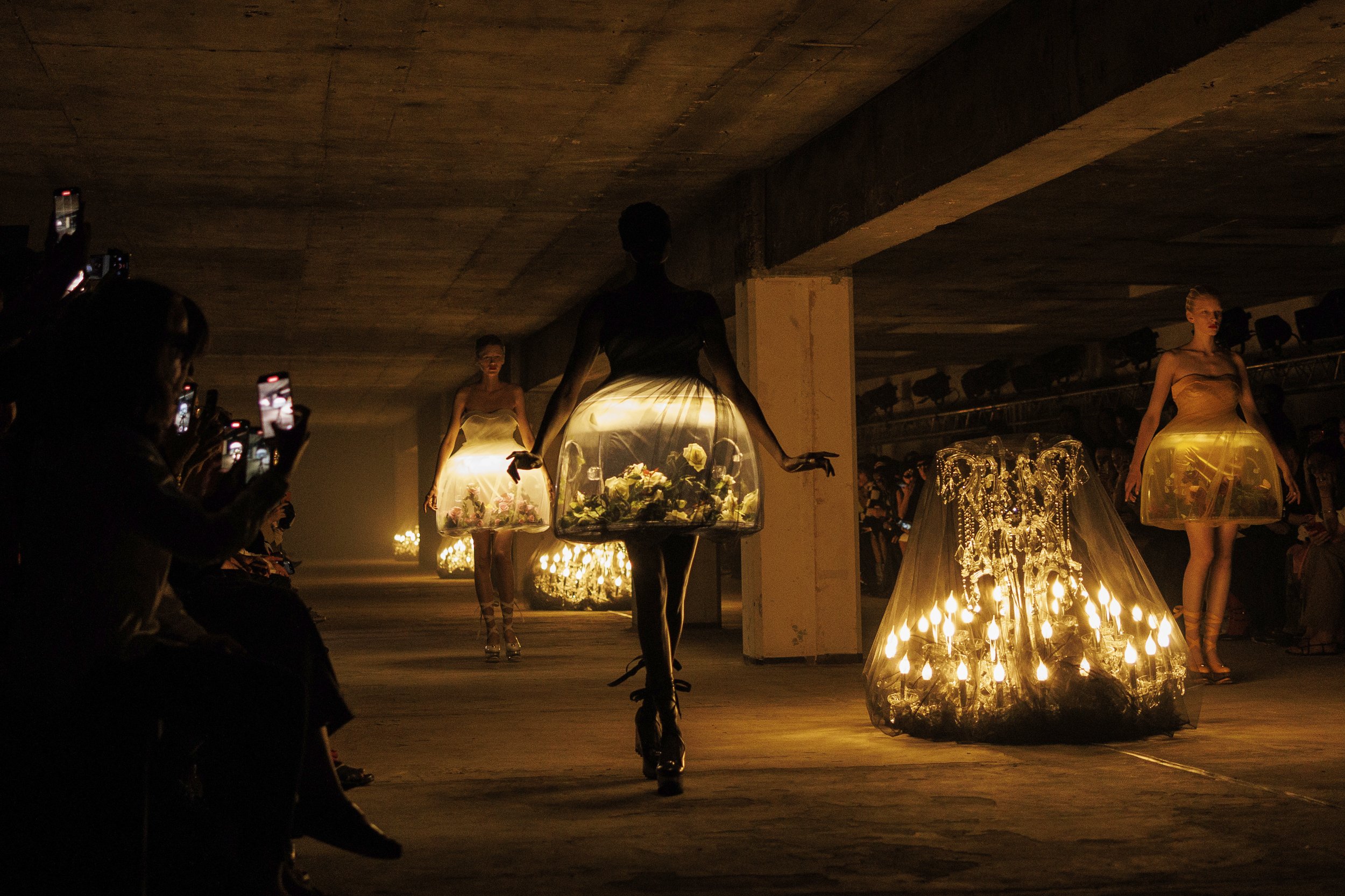  A model wears a creation for the Undercover Spring/Summer 2024 womenswear fashion collection in Paris on Sept. 27, 2023. (AP Photo/Vianney Le Caer) 