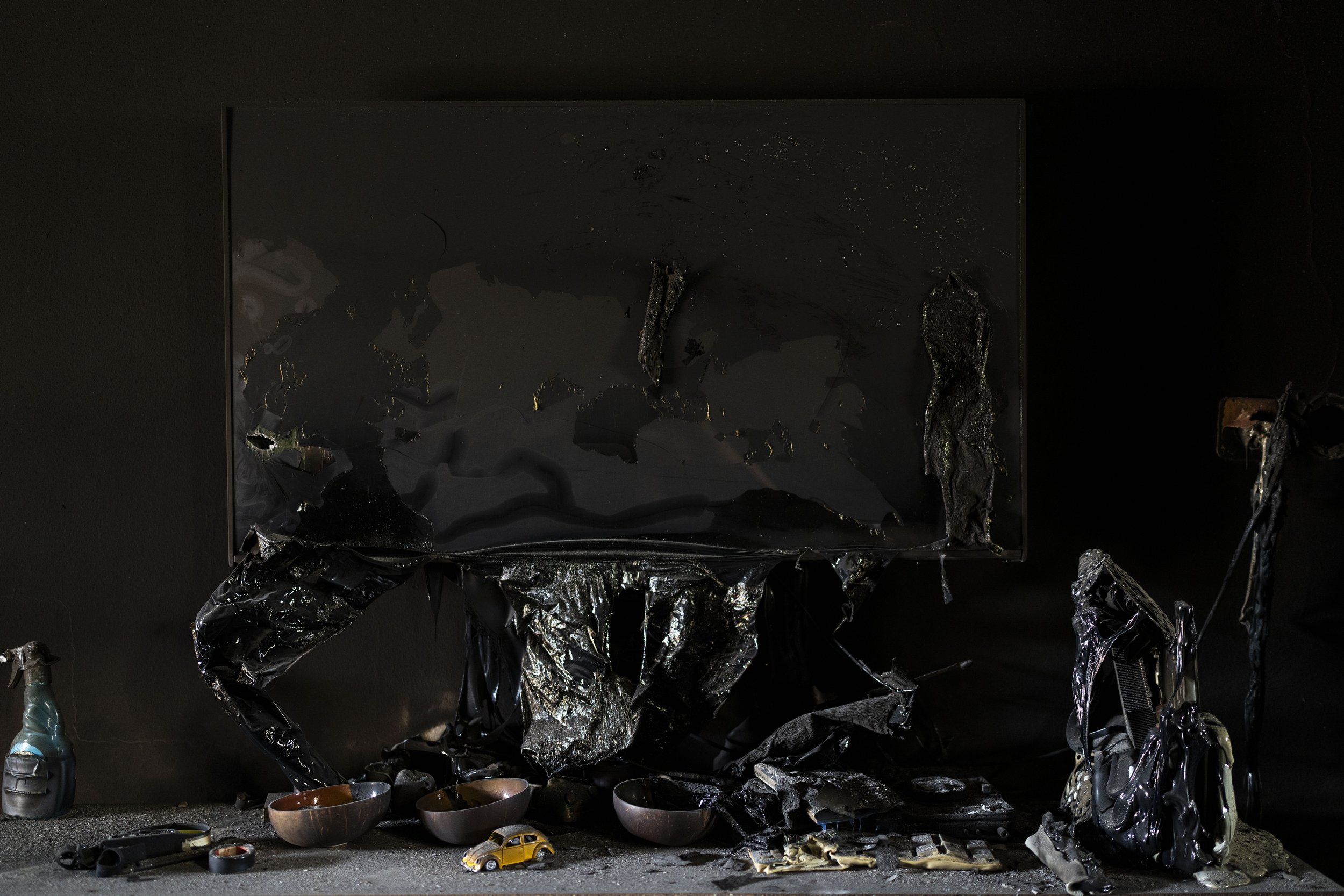  A melted television stands inside a burned out house in kibbutz Kfar Azza, Israel, near the Gaza Strip, on Nov. 7, 2023. The kibbutz was attacked on Oct. 7 by Hamas militants, who killed and kidnapped members of its community. (AP Photo/Bernat Arman