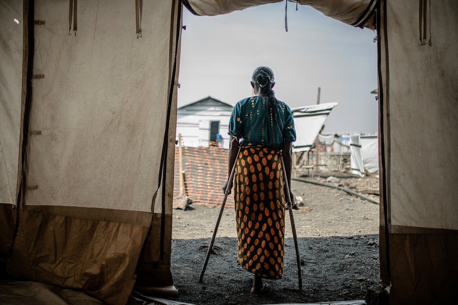  The 42-year-old mother of four who was raped in the Bulengo displacement camp where she had fled war in eastern Congo poses for a photograph Aug. 23, 2023. (AP Photo/Moses Sawasawa) 