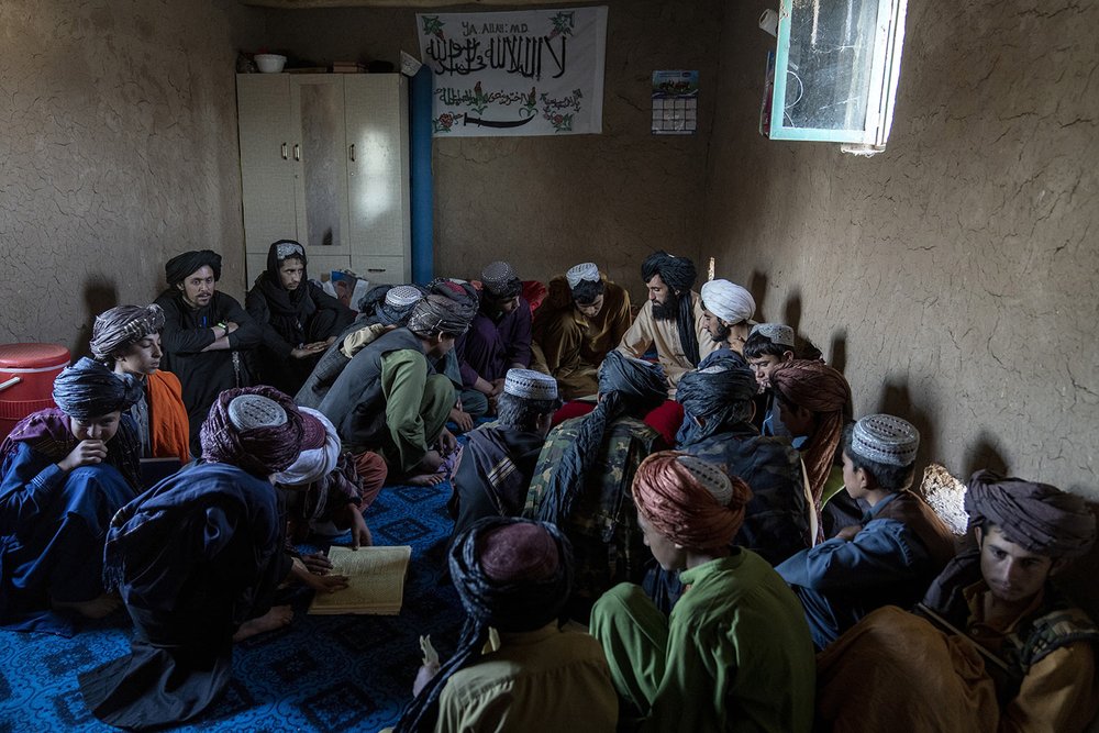  Boys study in a class in a religious school, in a camp for internally displaced people on the outskirts of Herat, Afghanistan, June 8, 2023. (AP Photo/Ebrahim Noroozi) 
